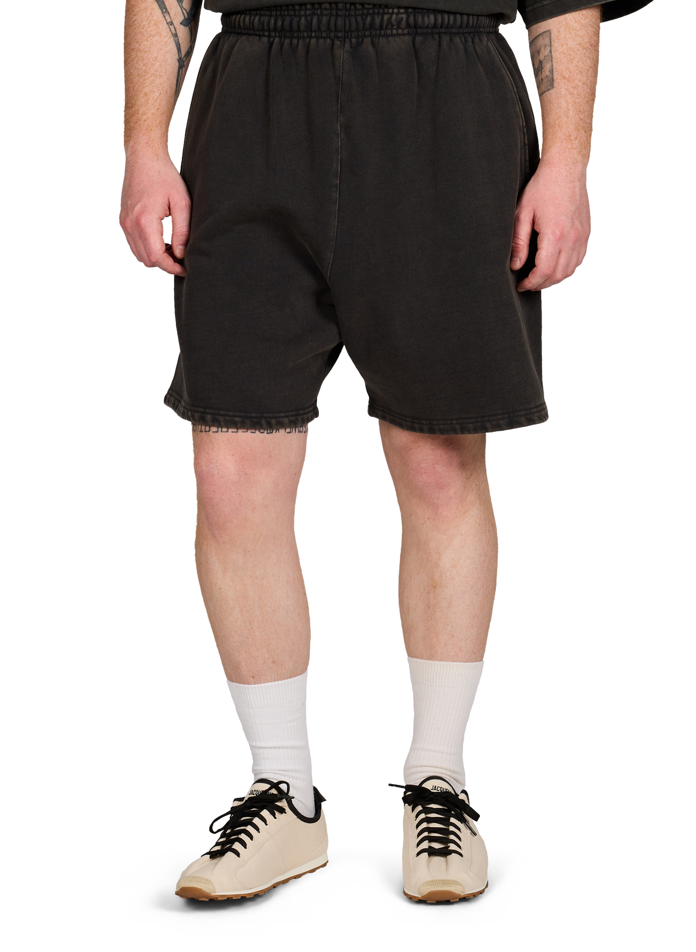 Elasticated cotton fleece shorts ENTIRE STUDIOS Black
