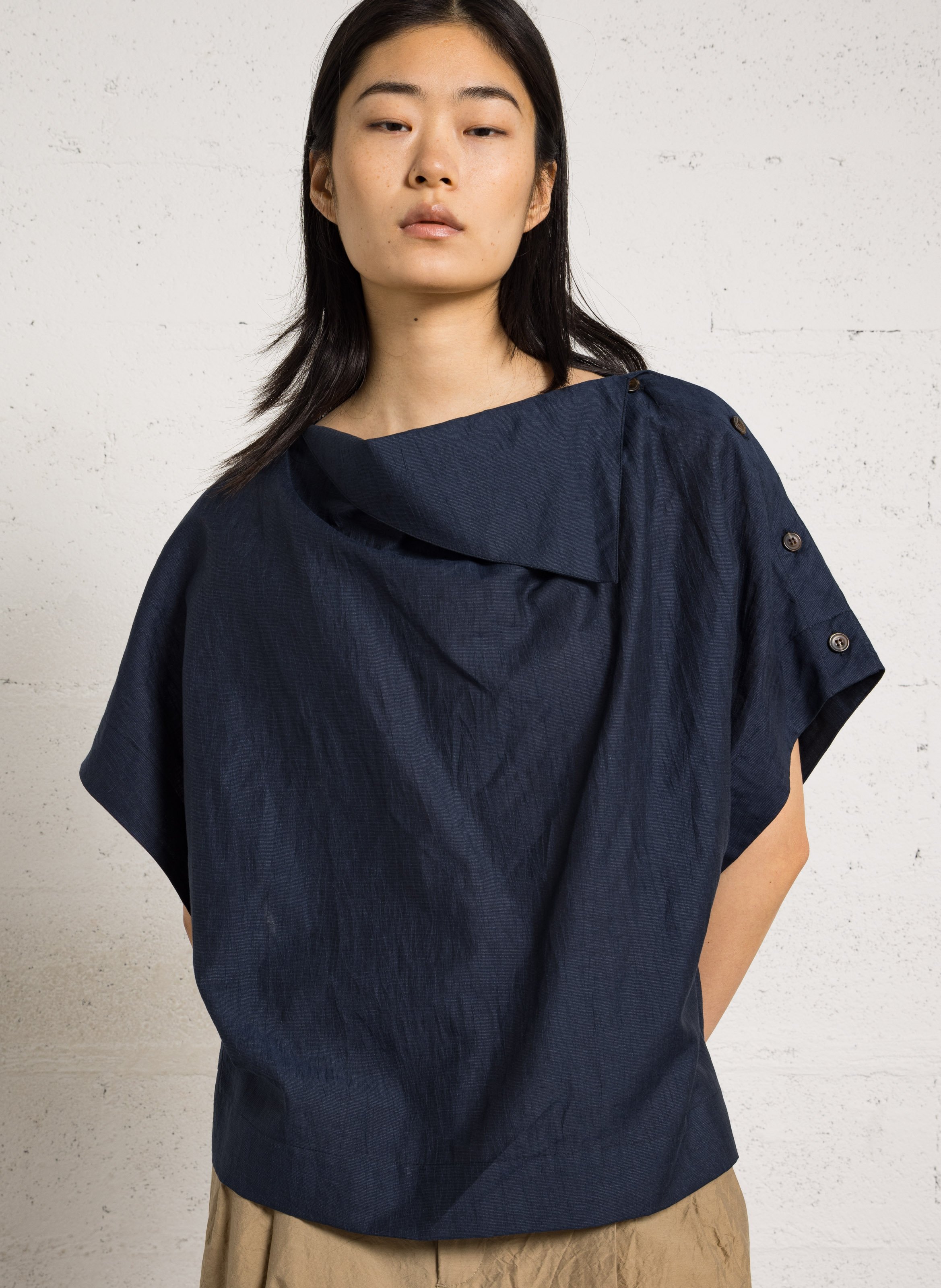 Blous oversize en lin et coton bio mélangé issa SOEUR Bleu