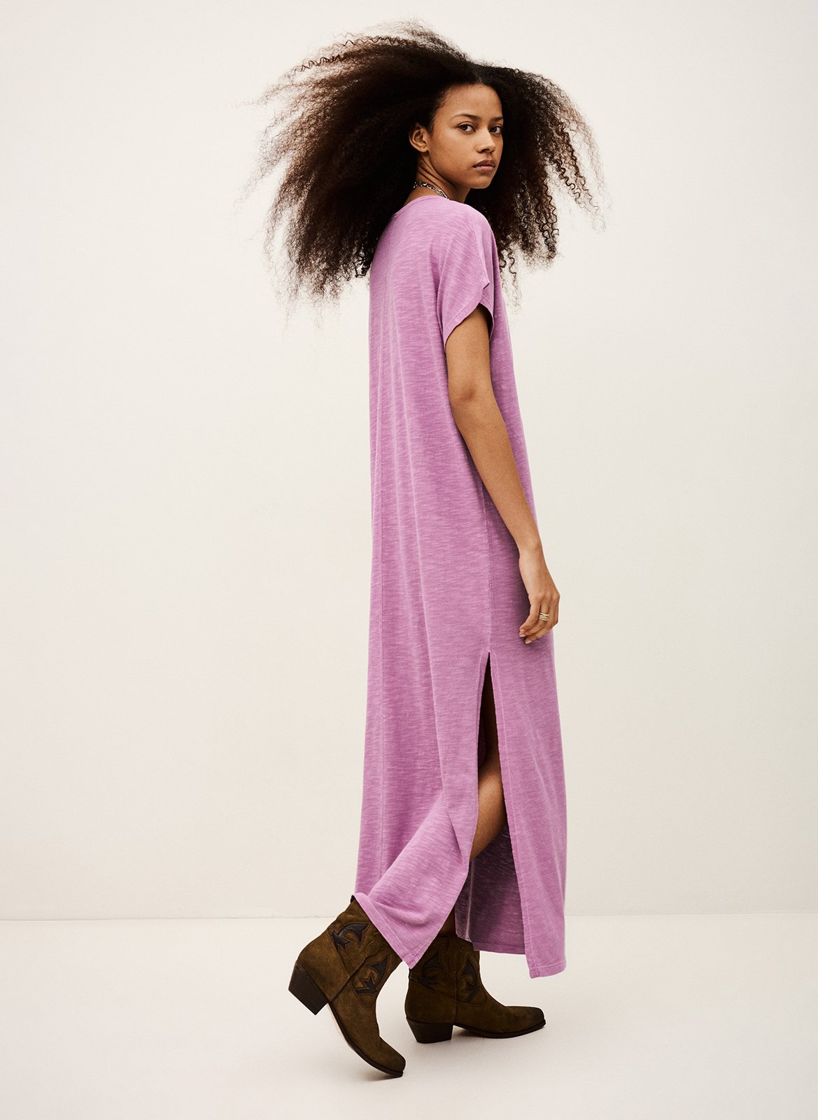 Robe midi imprimée col rond civia BA&SH Rose