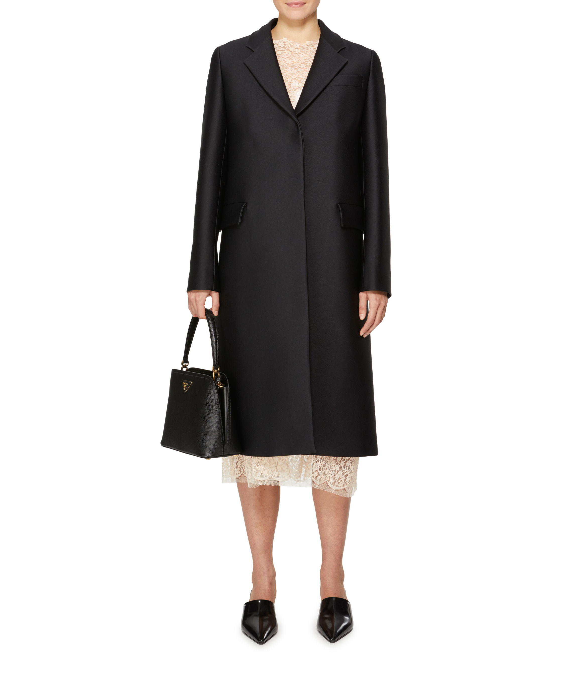 Straight coat PRADA Black