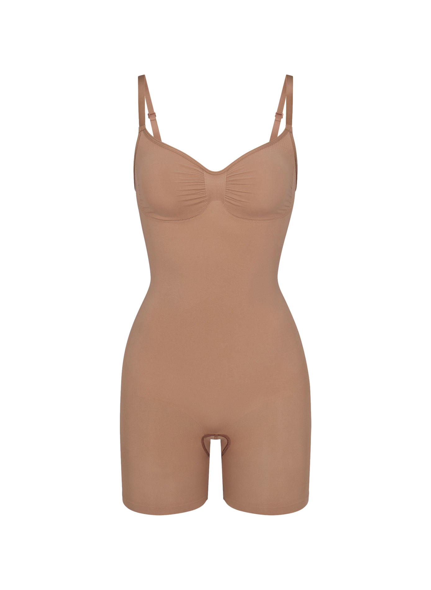 Solid color body shorty with adjustable straps SKIMS Brown