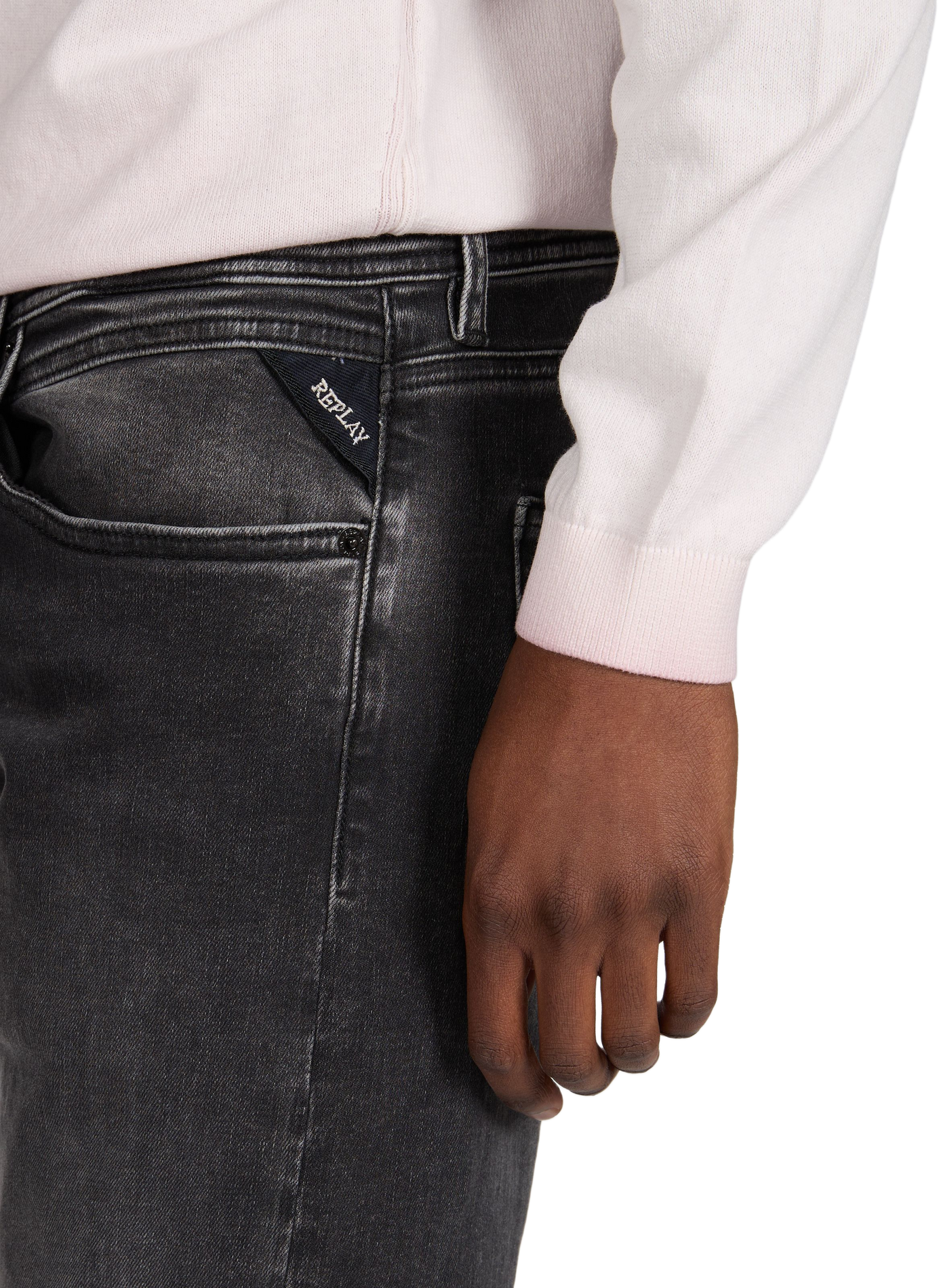 Jean droit en coton mélangé REPLAY Gris