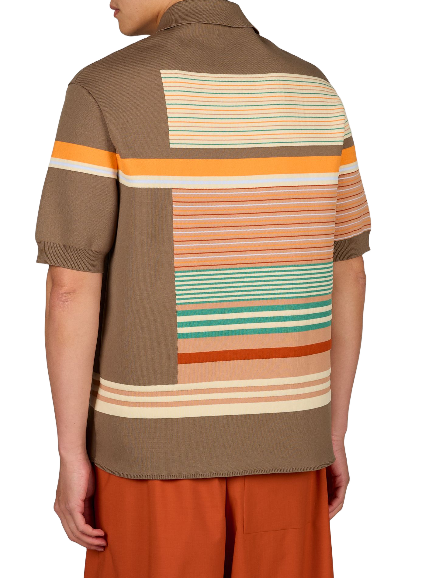 Polo neck thick striped knit sweater LACOSTE Multicolour