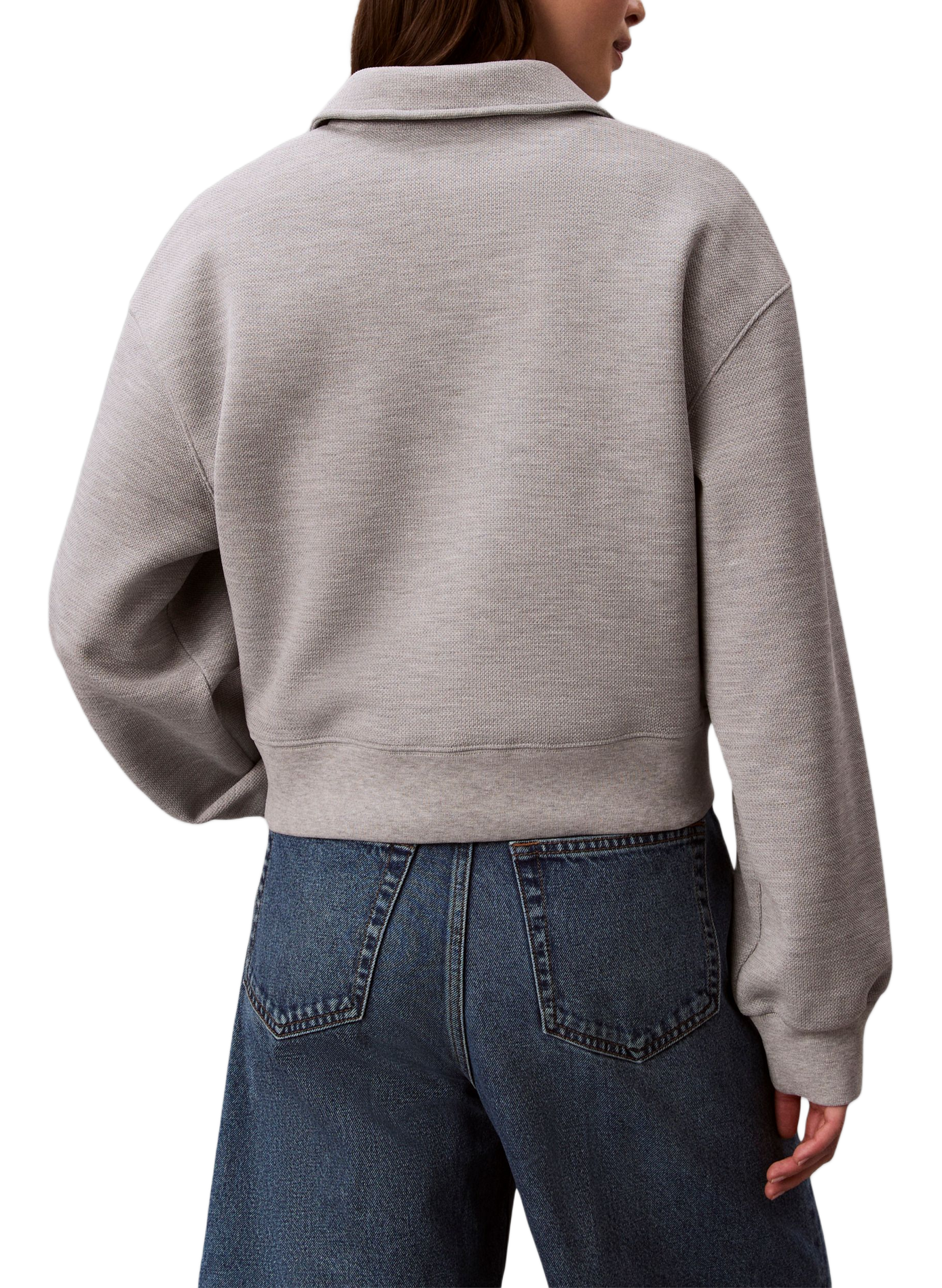 Pull ample à col polo CALVIN KLEIN Gris