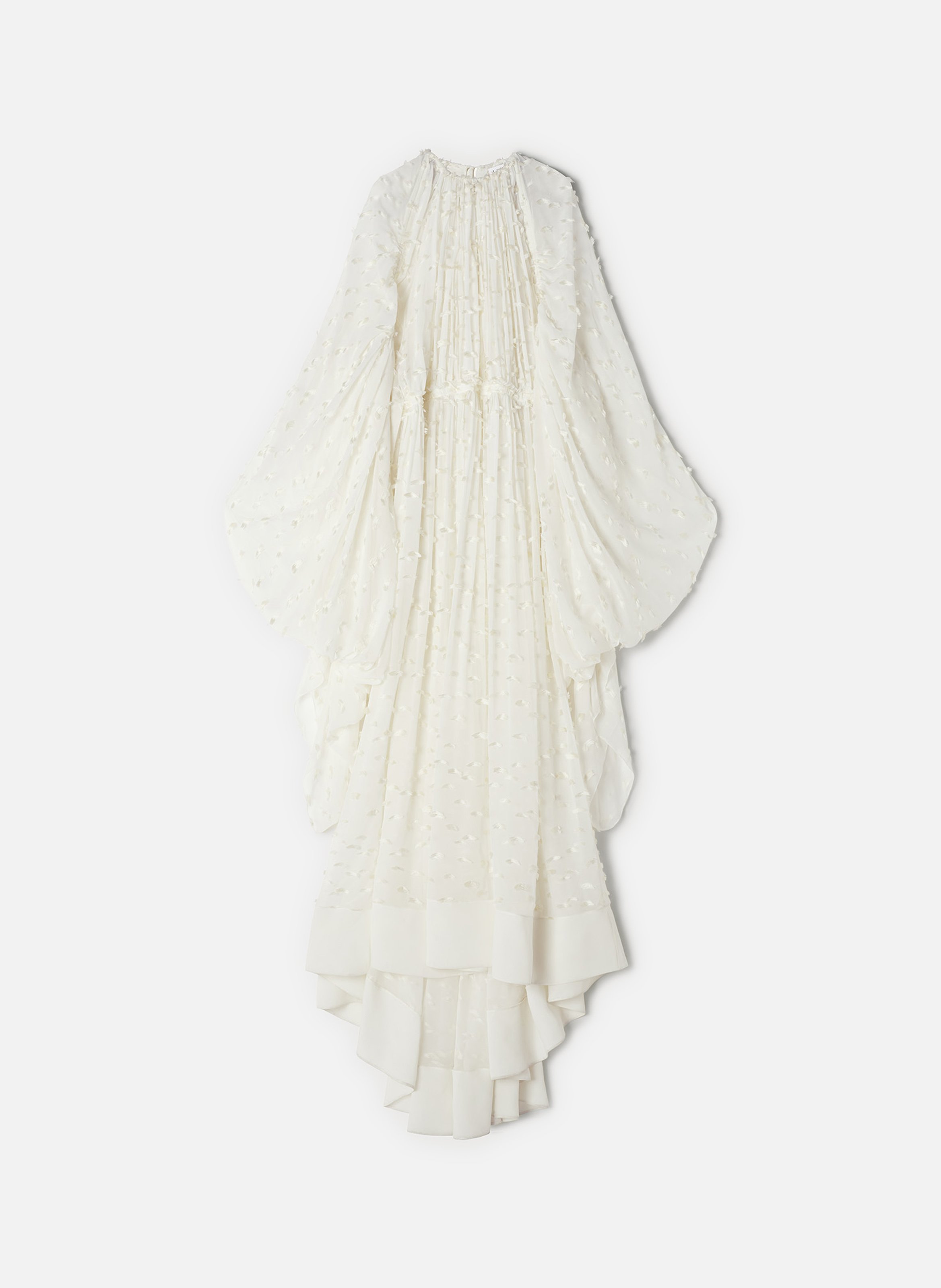 Robe longue en soie à plumetis LANVIN Blanc