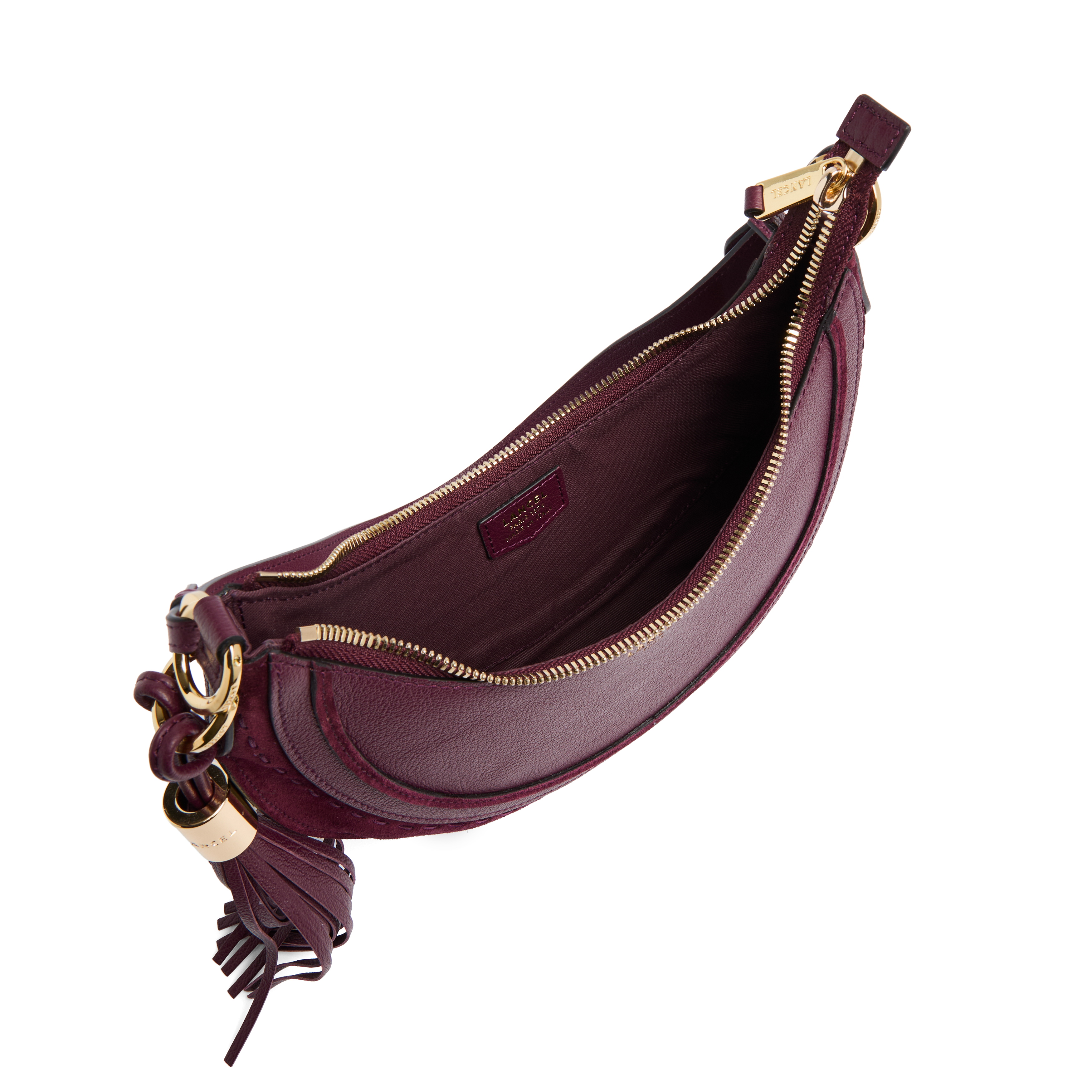 Sac hobo hoboheme de lancel en animation suede : cuirs de vachette suede & graine LANCEL Violet