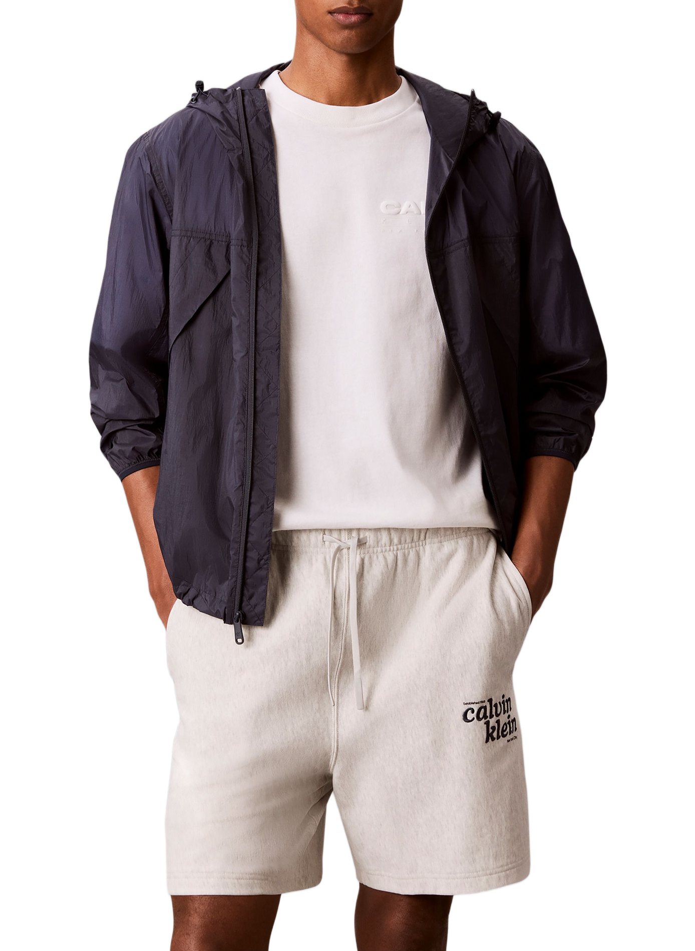 Short with embroidered logo in blended cotton CALVIN KLEIN Grey