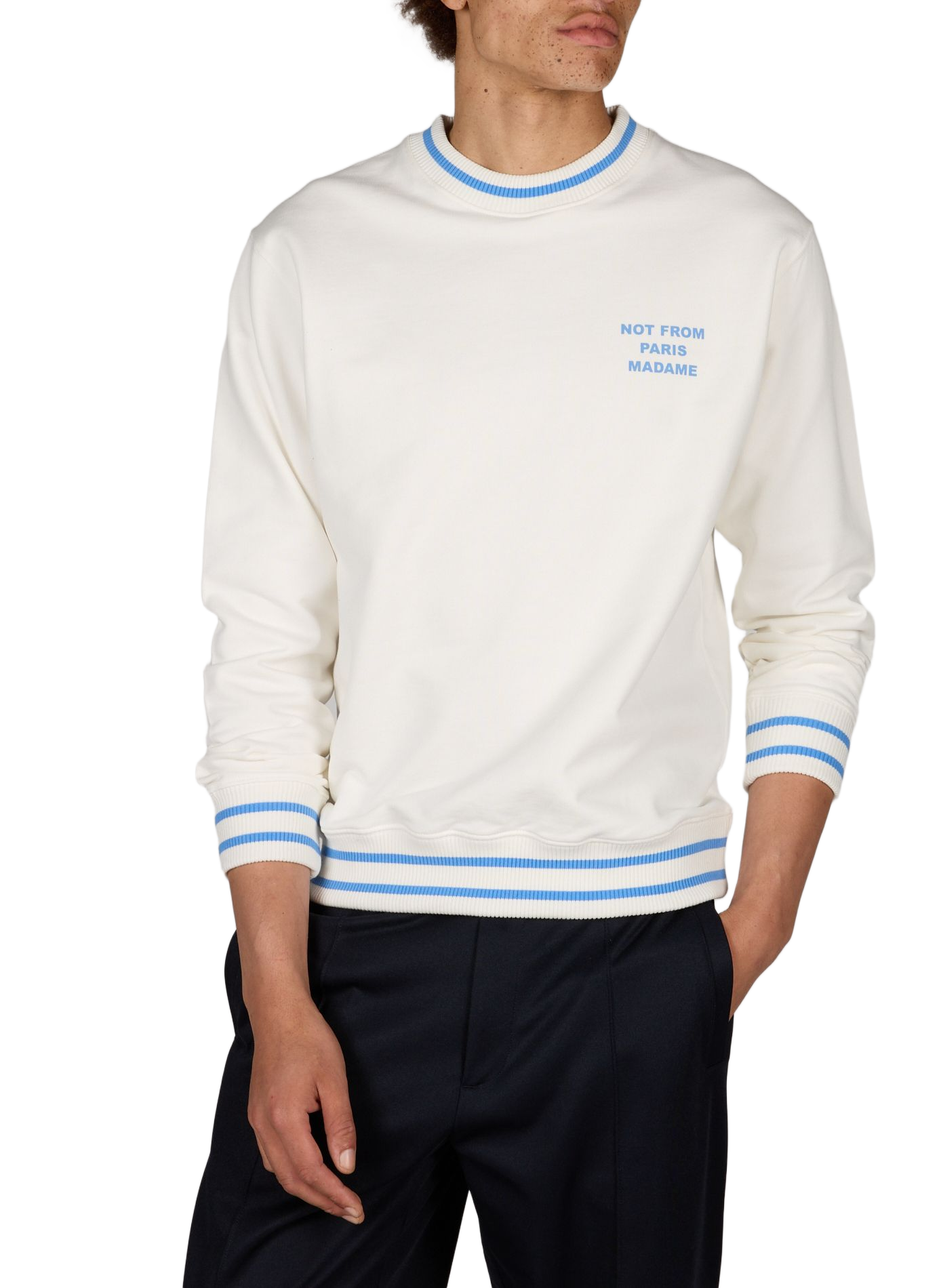 Straight logo cotton sweater DROLE DE MONSIEUR White