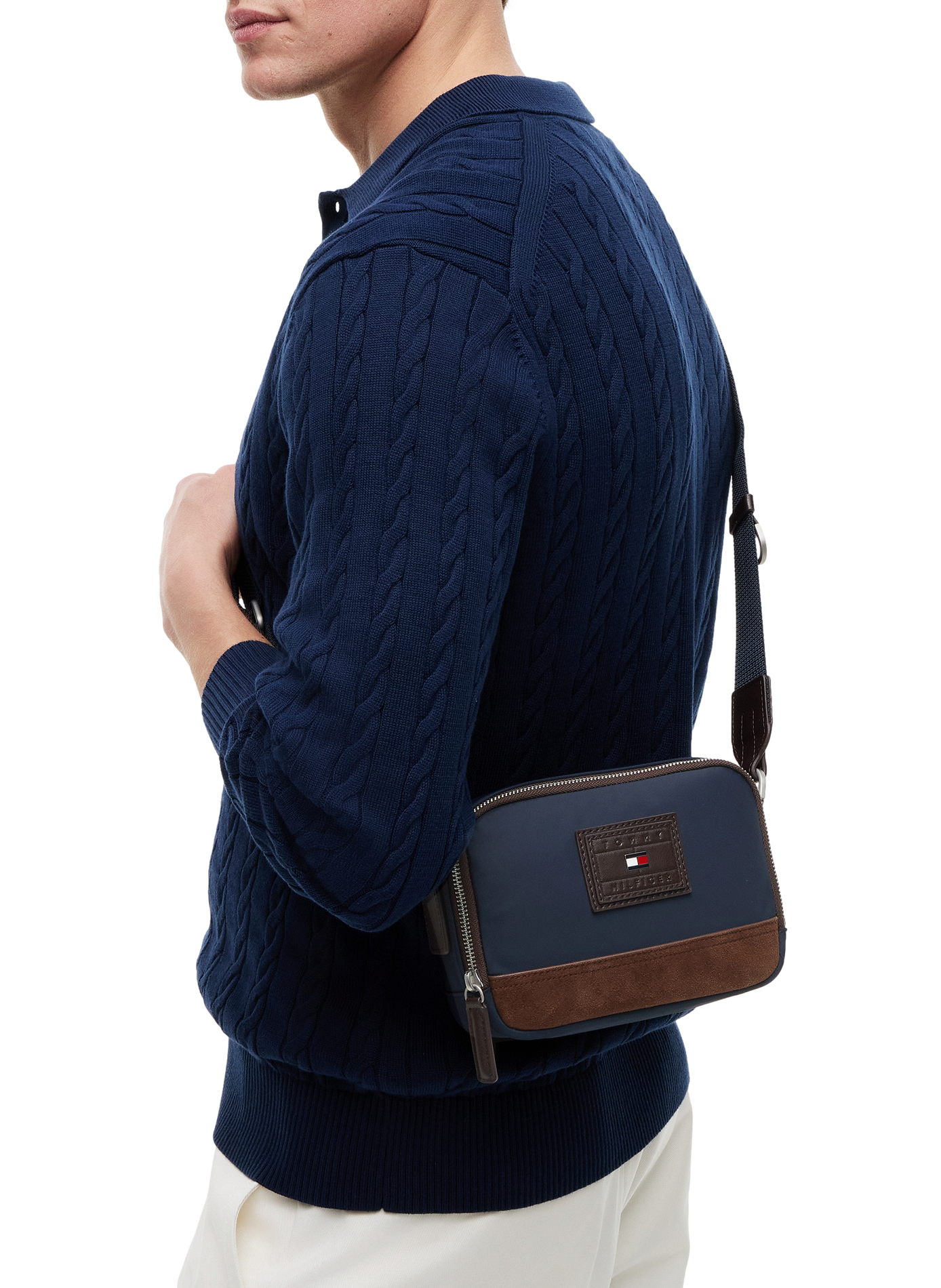 Sac bandoulière à empiècement daim  TOMMY HILFIGER Bleu