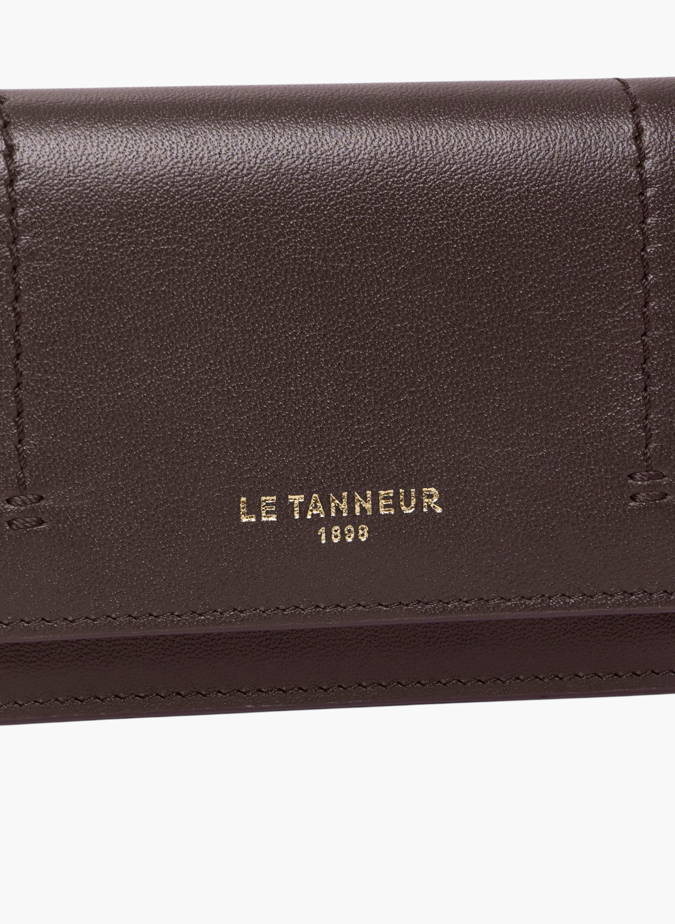 Petit porte cartes à rabat louison en cuir lisse LE TANNEUR Marron
