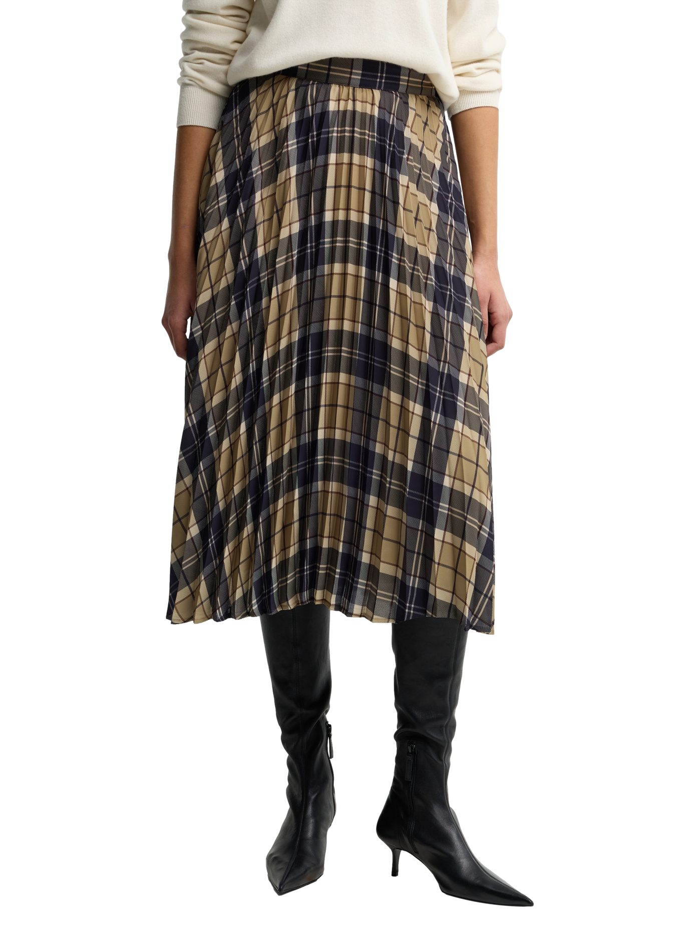 Pleated midi skirt in checkered pattern BARBOUR Multicolour