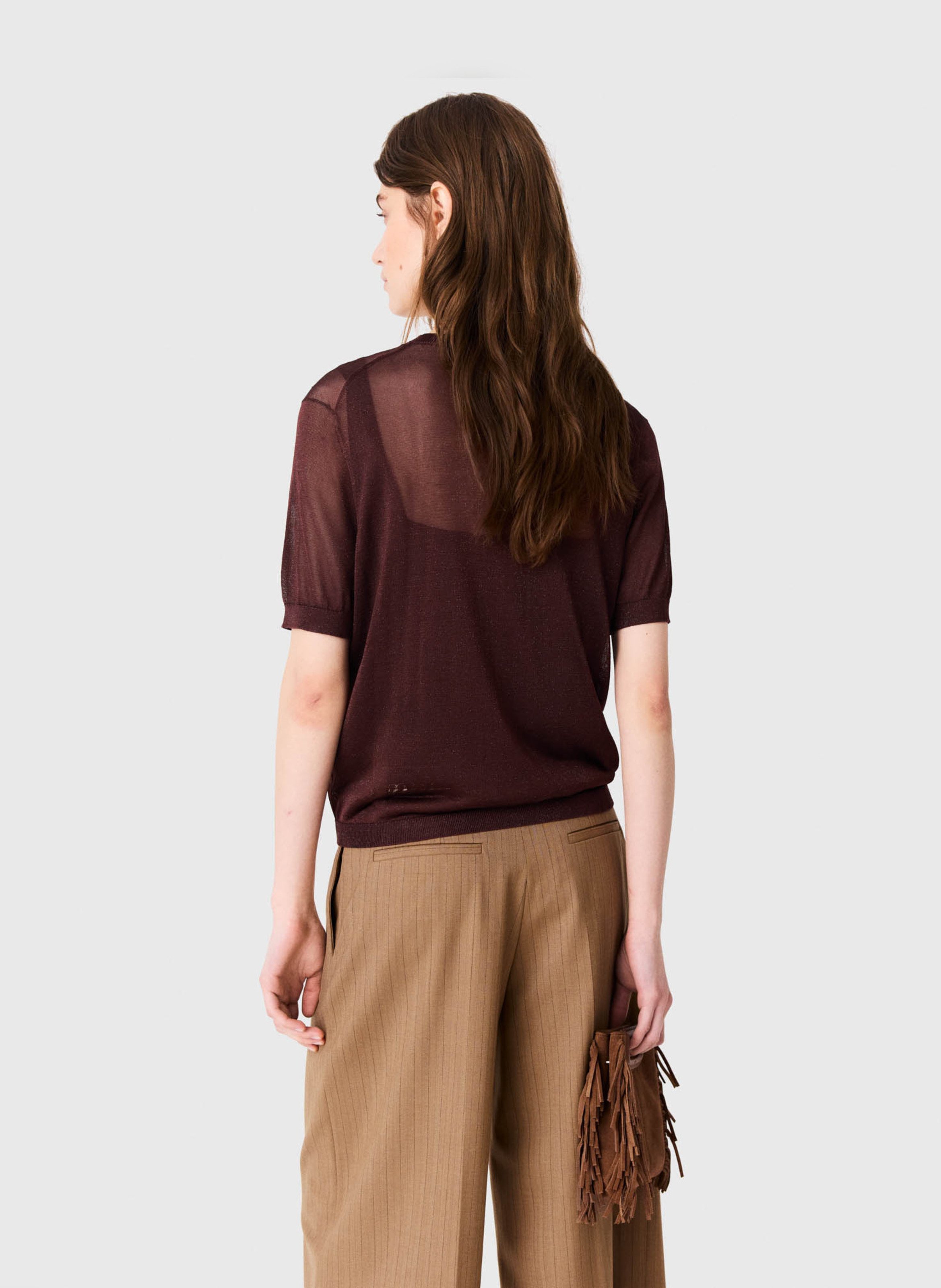Tee-shirt droit métallisé MAJE Marron