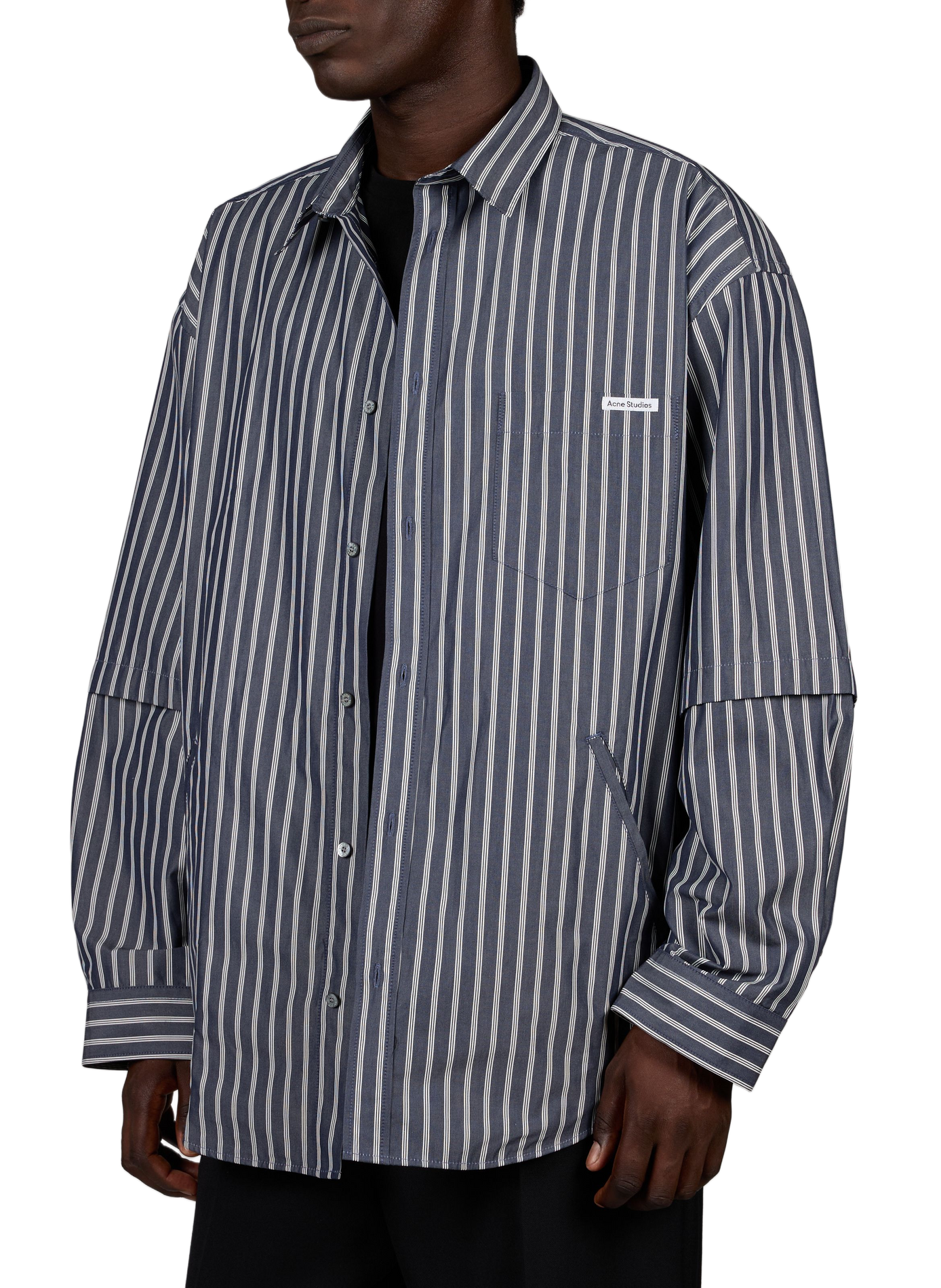 Chemise oversize col classique en coton rayé ACNE STUDIOS Bleu
