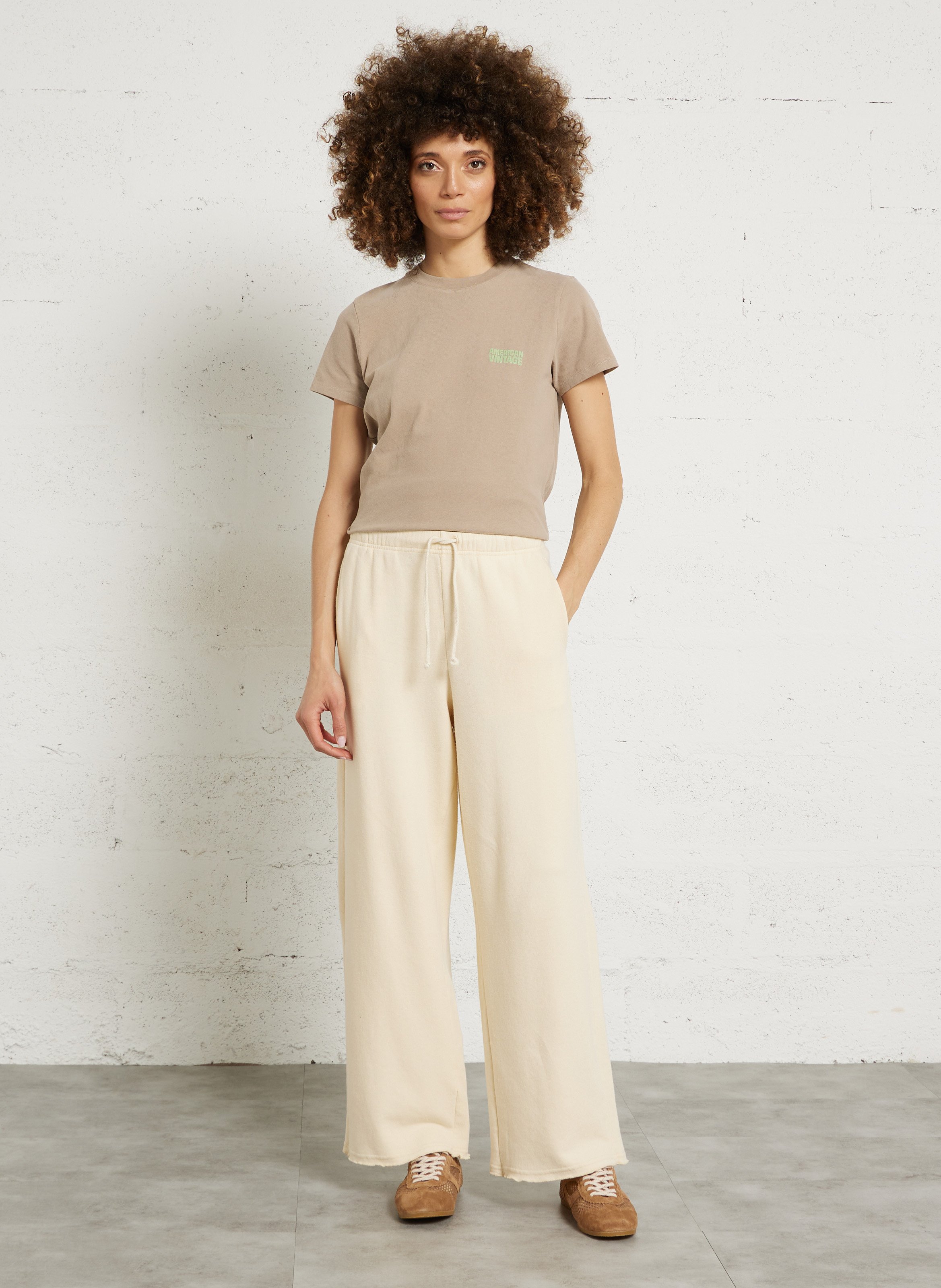 Tee-shirt droit col rond en coton ykobow | Marron AMERICAN VINTAGE Femme