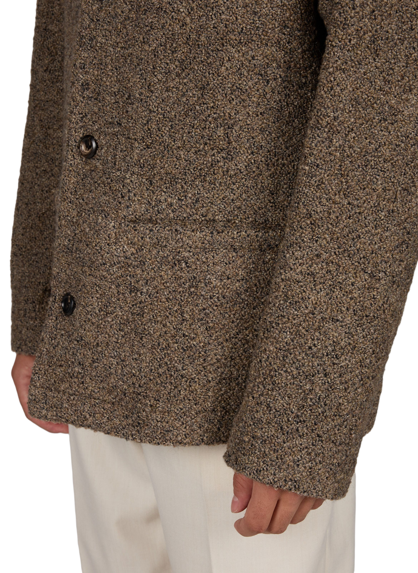 Textured V-neck wool blend blazer EMPORIO ARMANI Brown