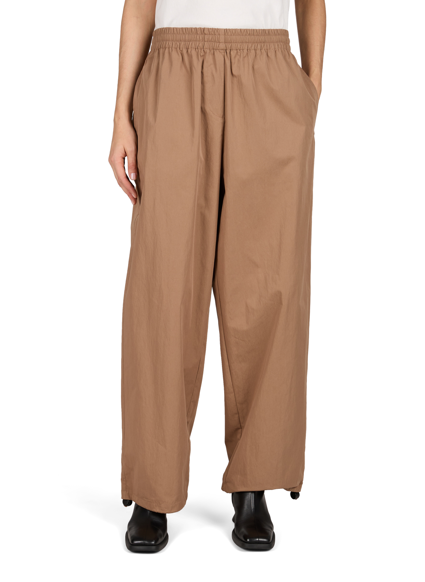 Elastic waist cotton blend trousers BAUM UND PFERDGARTEN Beige