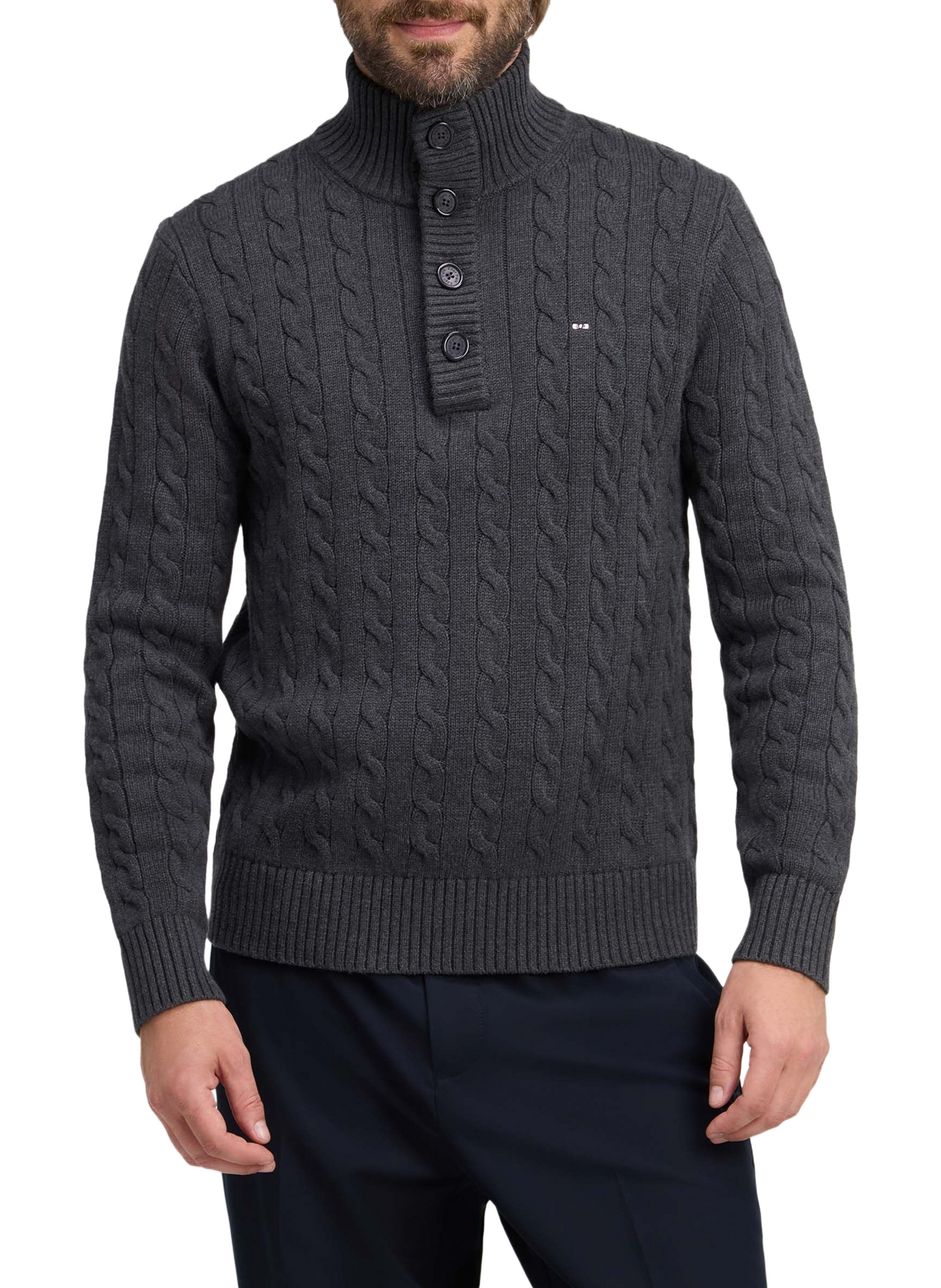 Pull col montant en coton EDEN PARK Grey