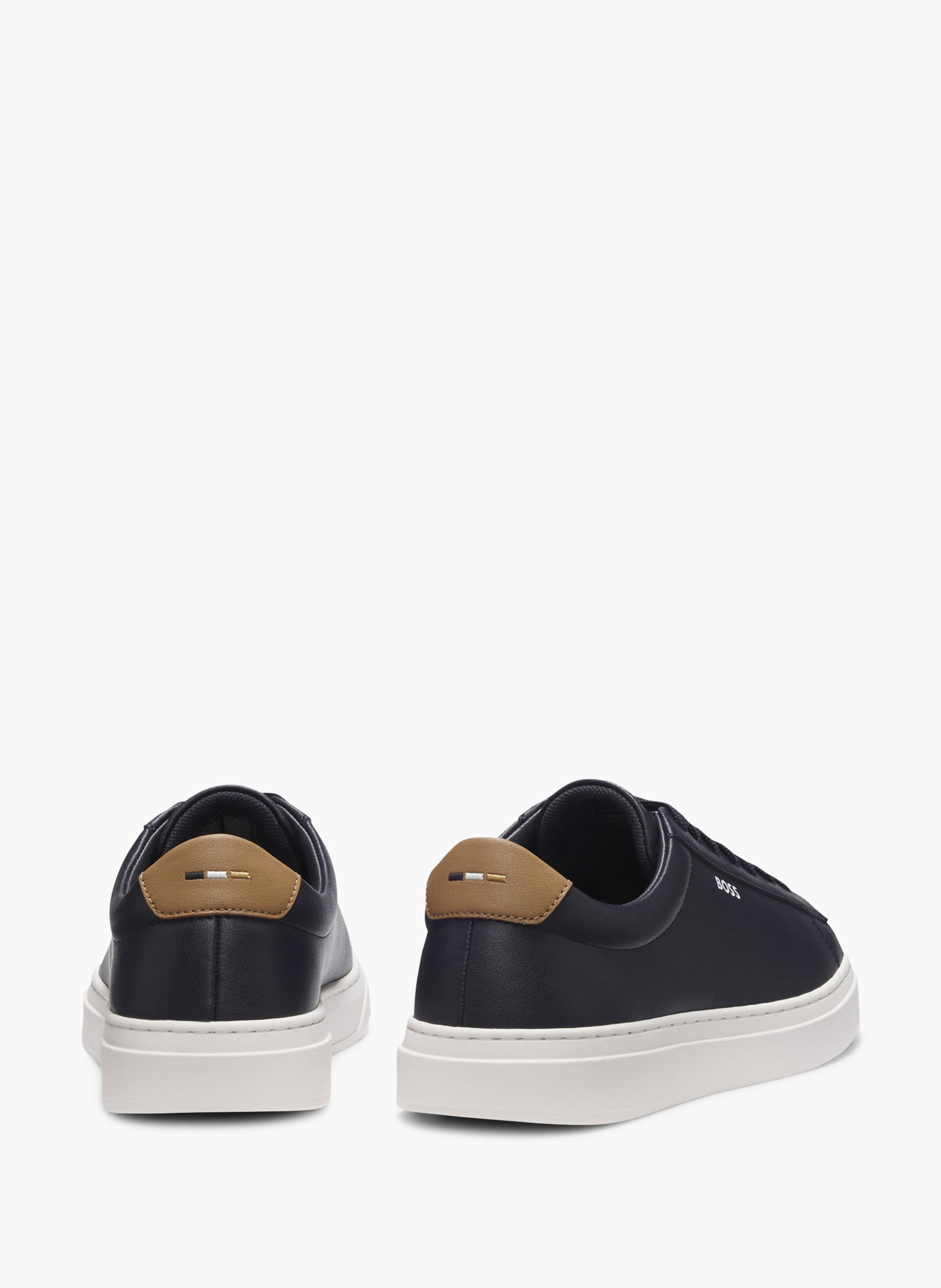 Baskets basses unies en cuir BOSS Bleu