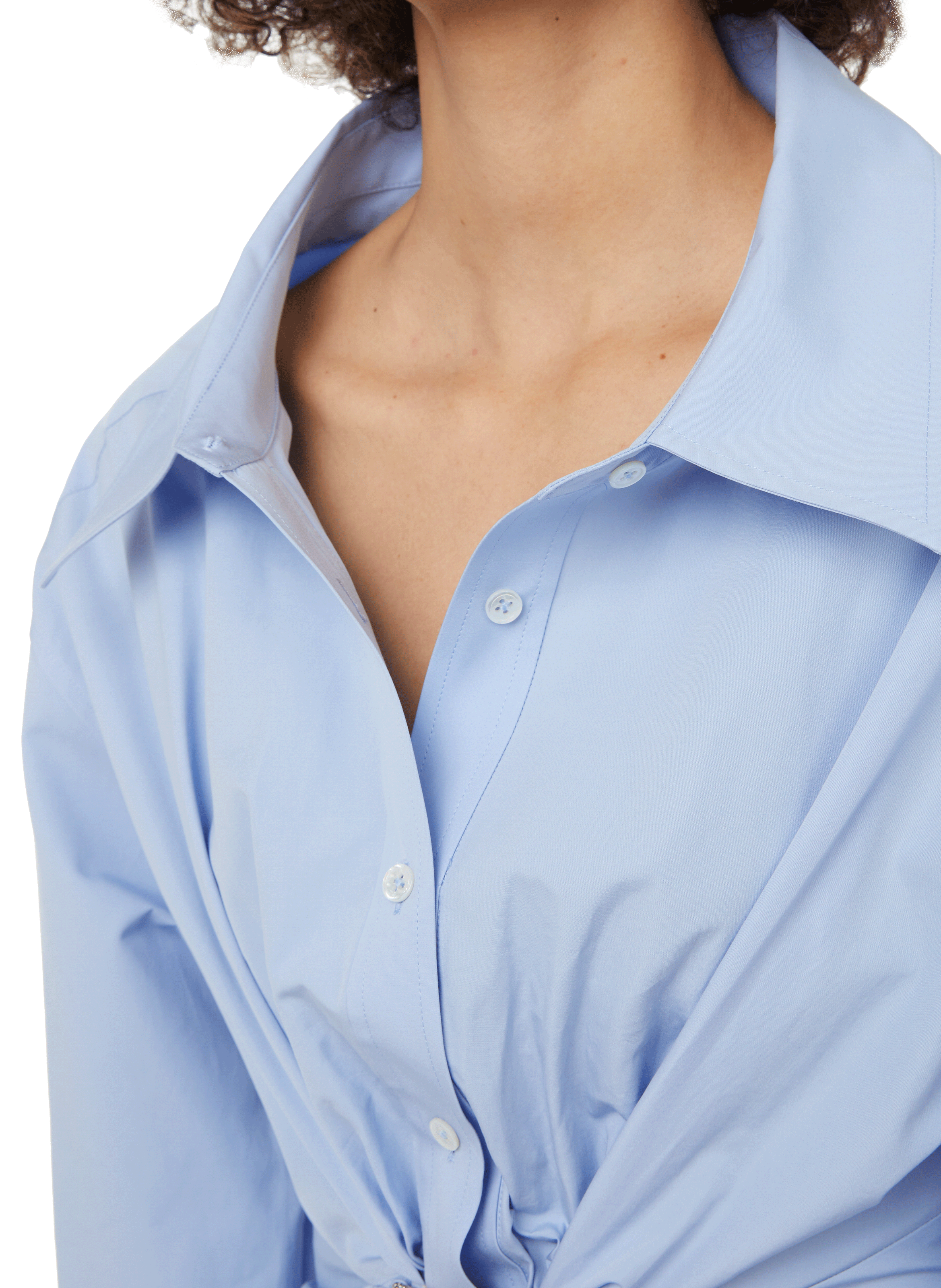 Robe courte torsadée en coton ALEXANDER WANG Bleu