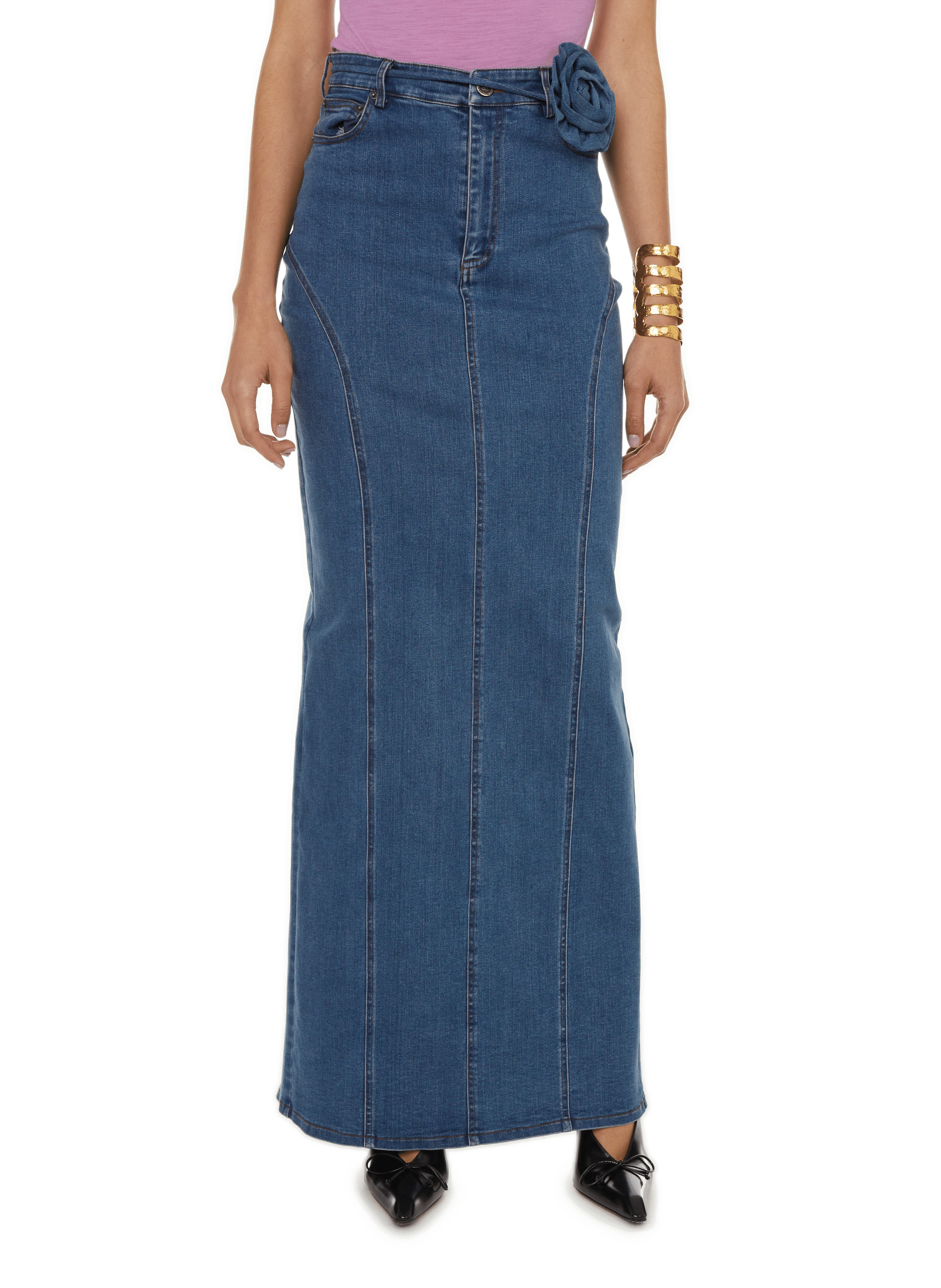 ROTATE Denim maxi skirt Blue