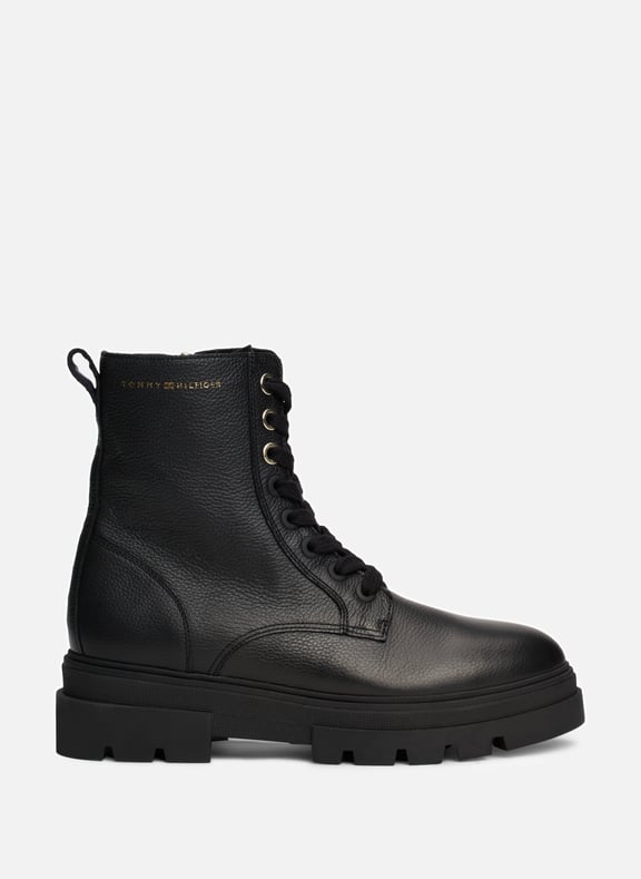 Bottines mi- mollets en cuir Noir by TOMMY HILFIGER TOMMY HILFIGER Bottines mi- mollets en cuir Noir