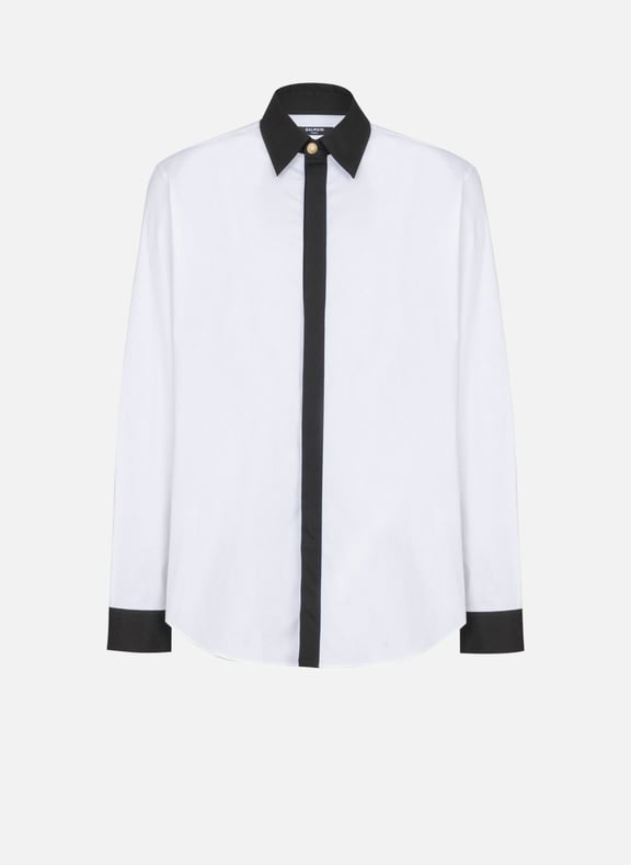 Chemise bicolore en popeline Blanc by BALMAIN BALMAIN Chemise bicolore en popeline Blanc