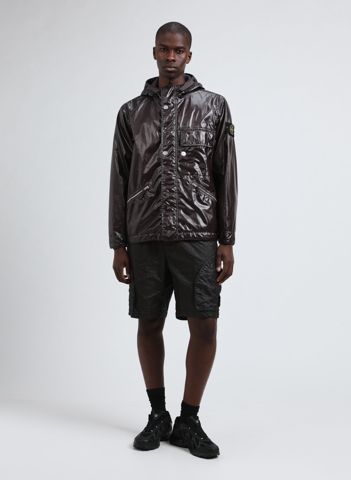 Veste à capuche en coton mélangé STONE ISLAND Gris