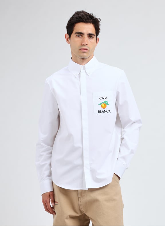 Chemise à motif Orange Blanc by CASABLANCA PARIS CASABLANCA PARIS Chemise à motif Orange Blanc