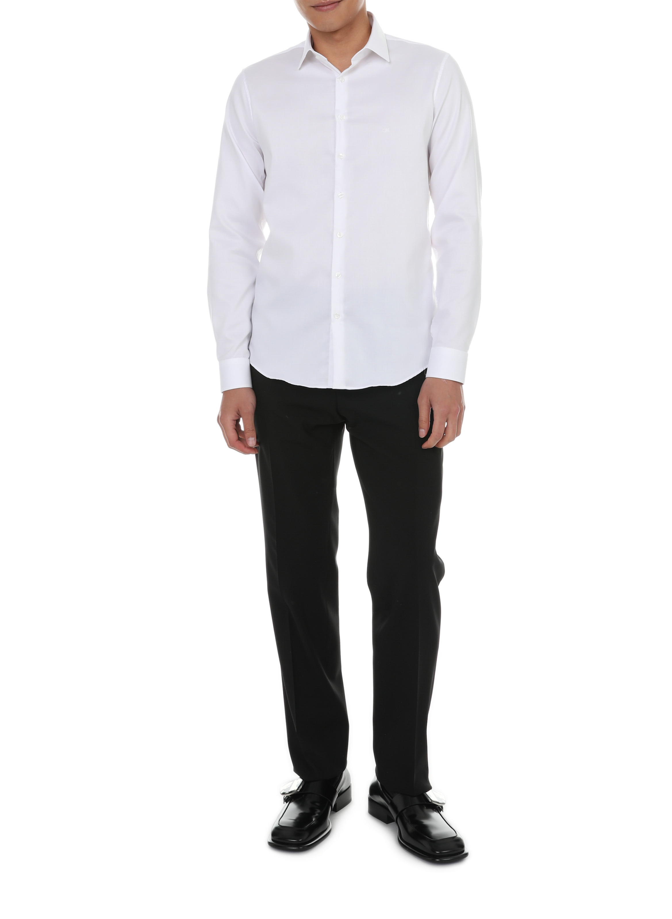 Long-sleeved cotton shirt White