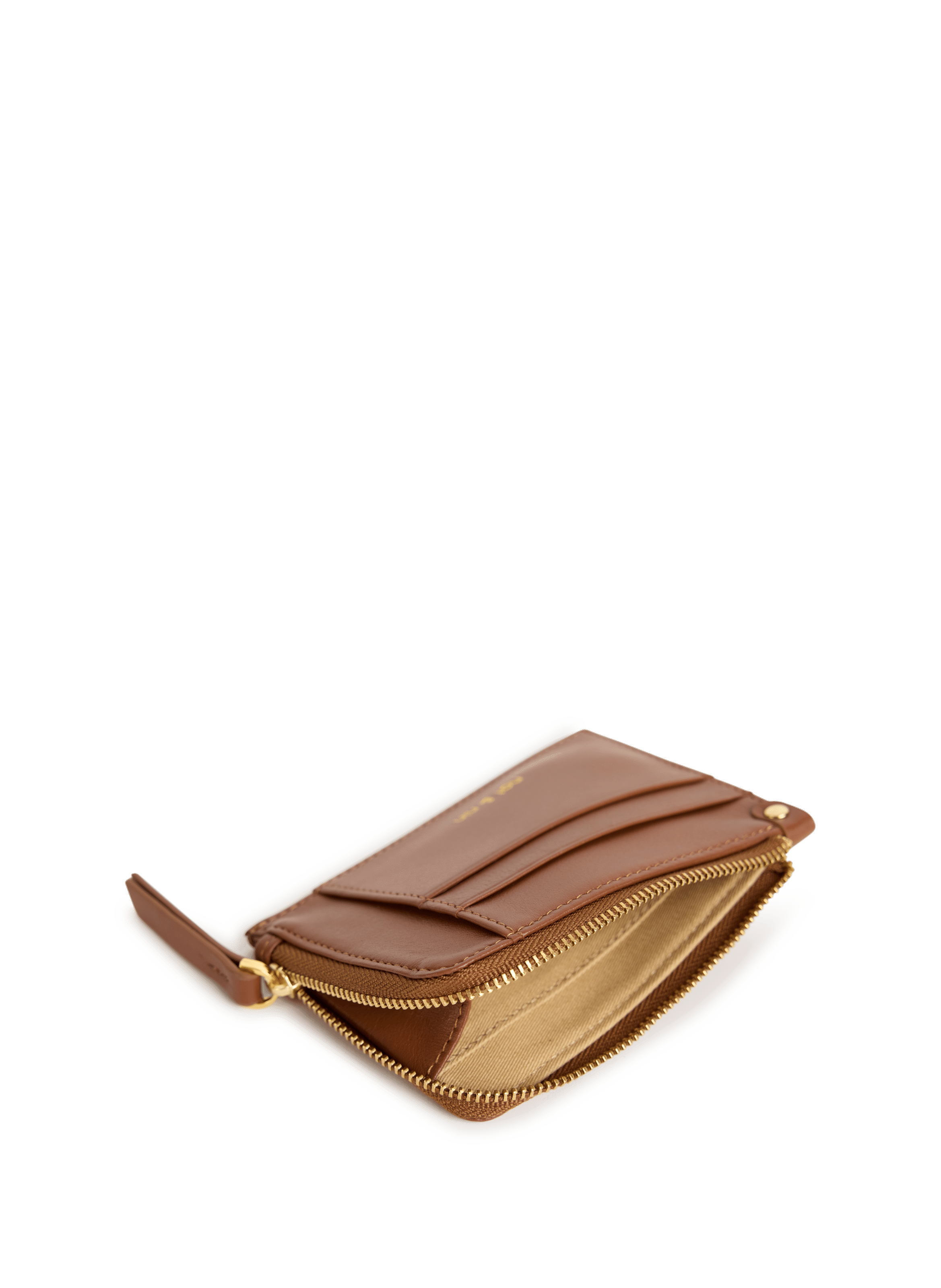 Calfskin leather card holder NAT & NIN Brown