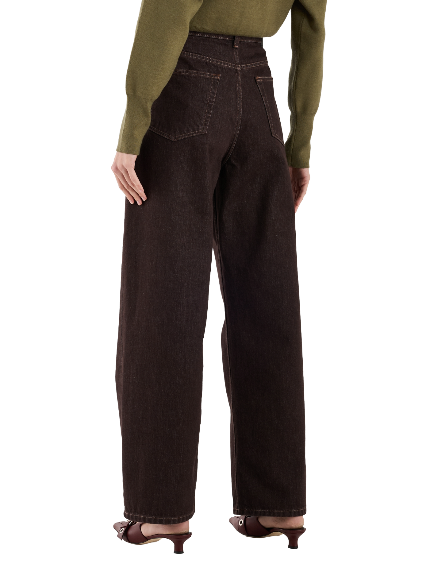 Jean large en coton TOPSHOP Marron