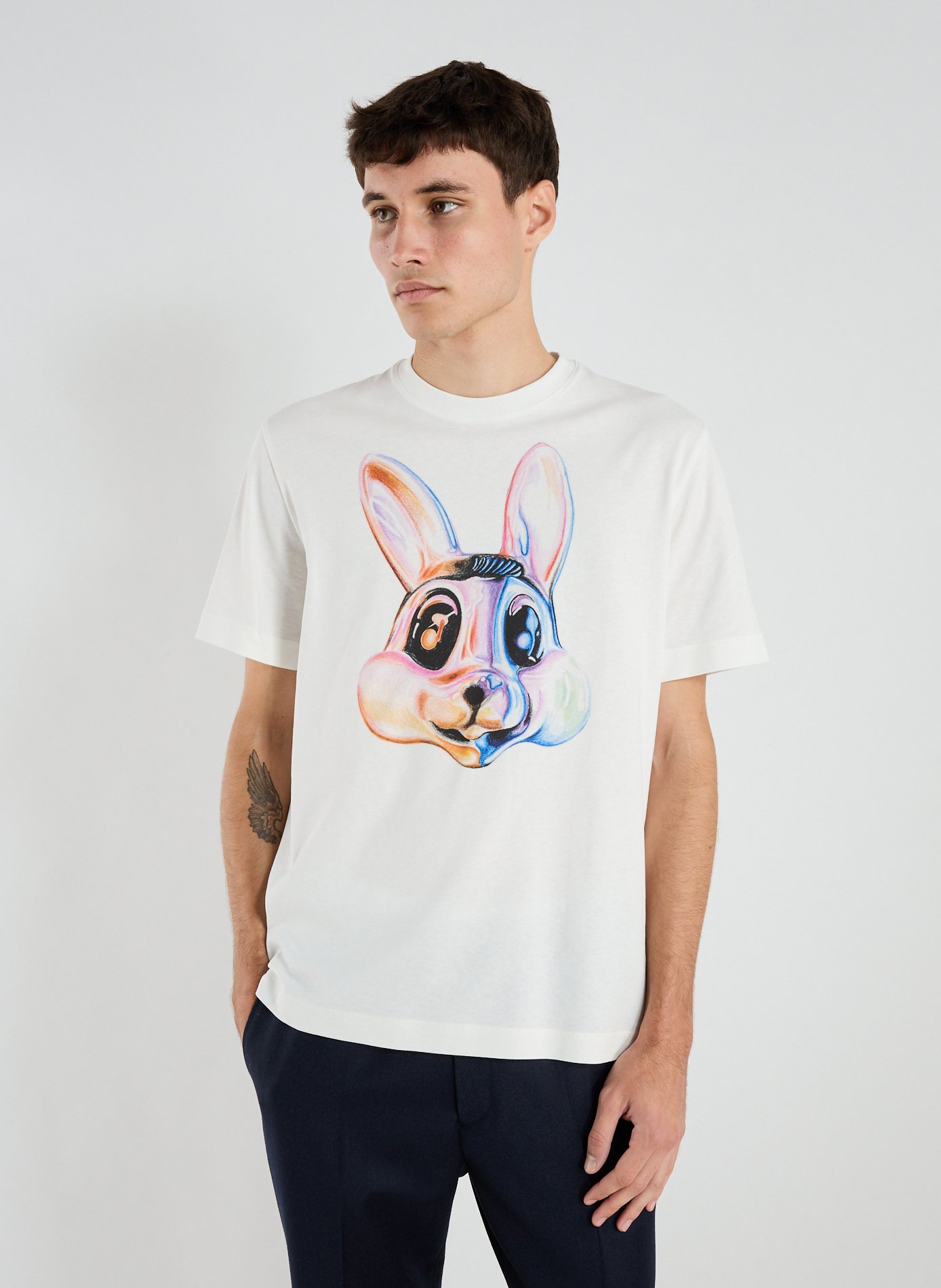PAUL SMITH Cotton t-shirt with rabbit head print White