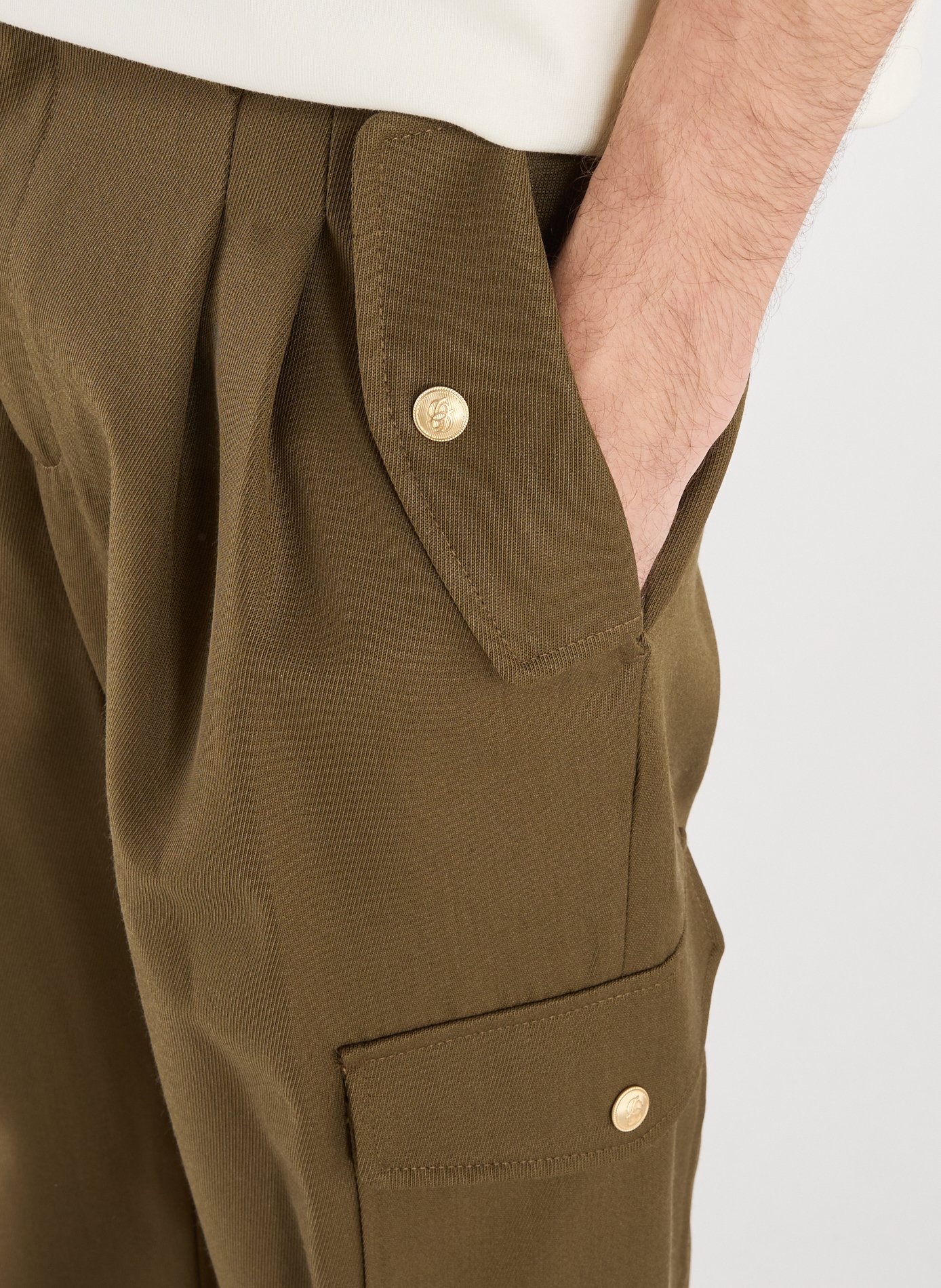 Pantalon cargo en laine mélangée DROLE DE MONSIEUR Kaki