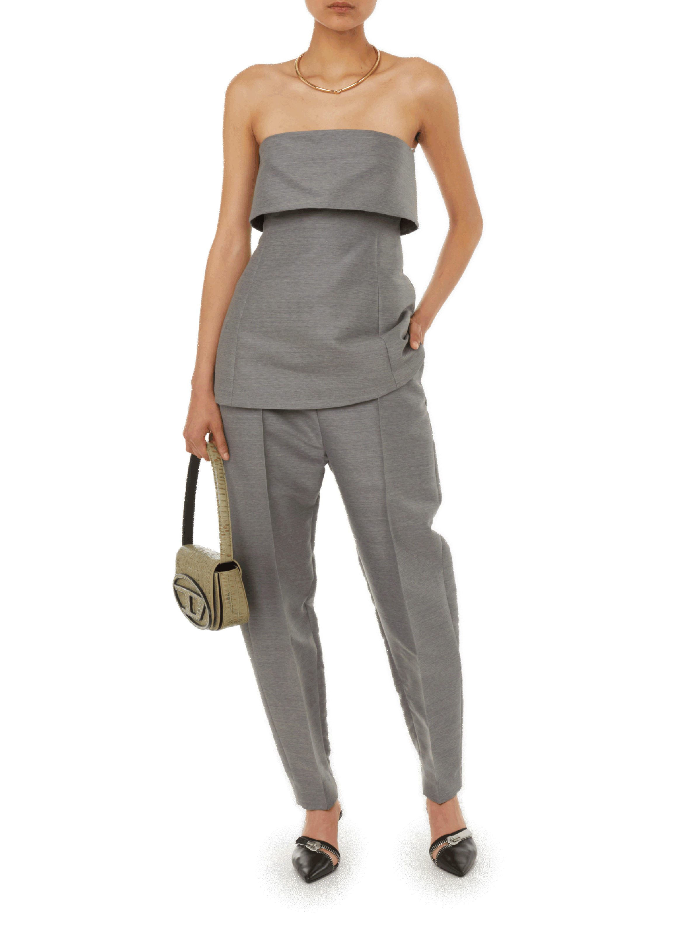 Cotton and wool trousers Grey