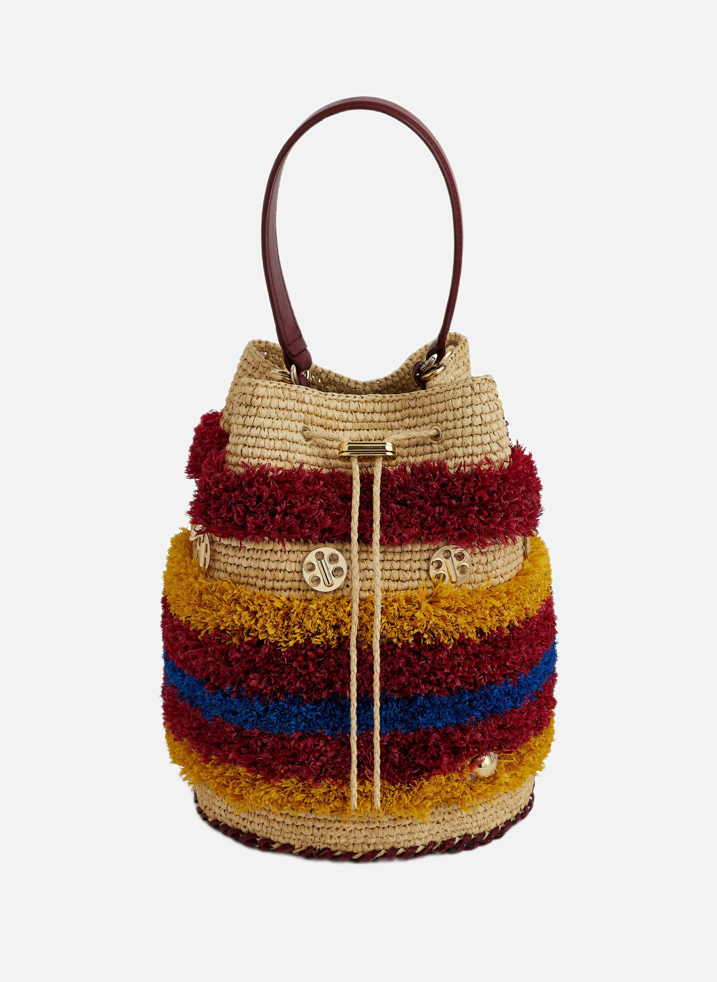 Sac sceau en raphia RABANNE Rouge