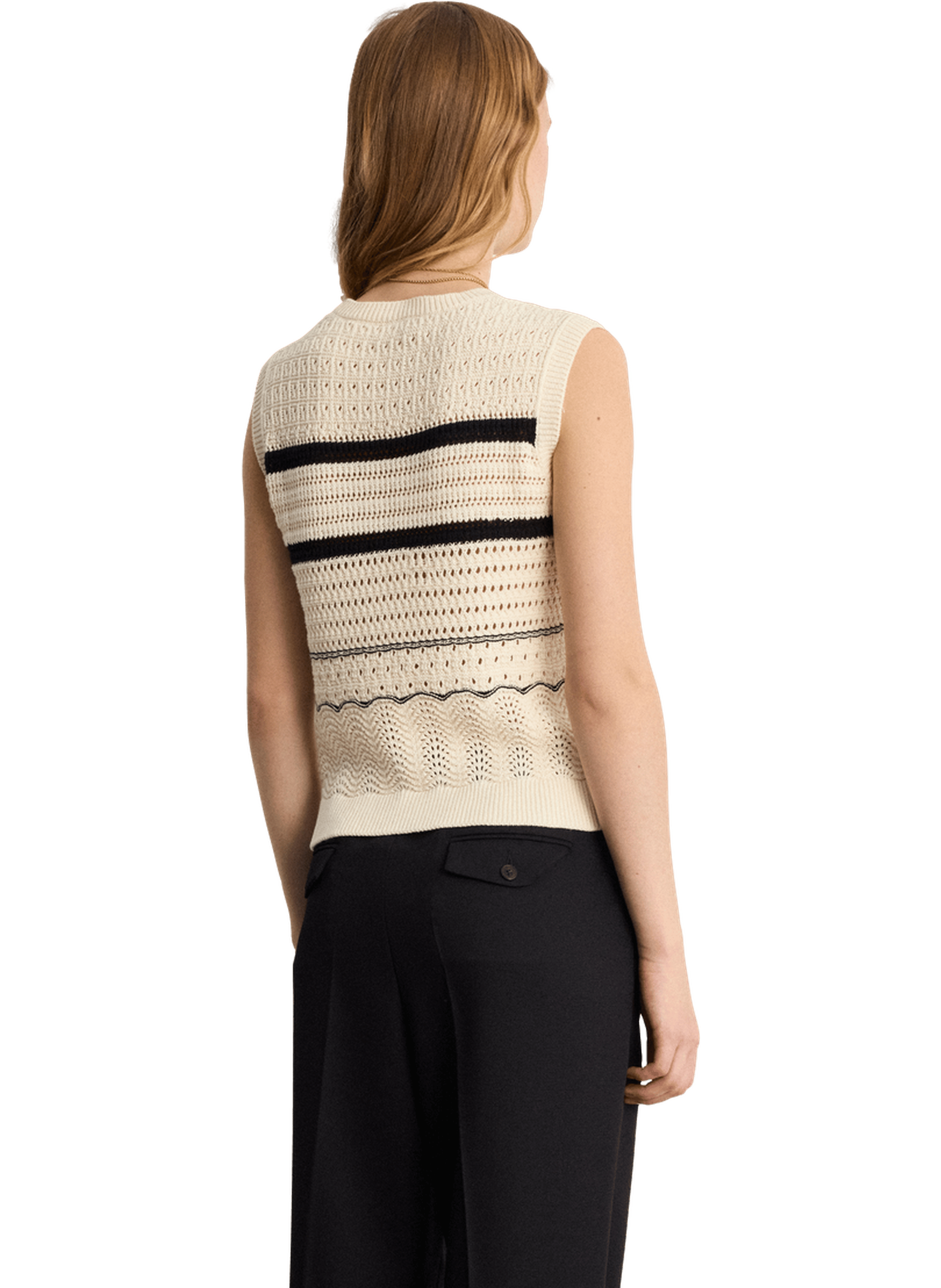 Top en crochet à rayures - loryne PABLO Beige