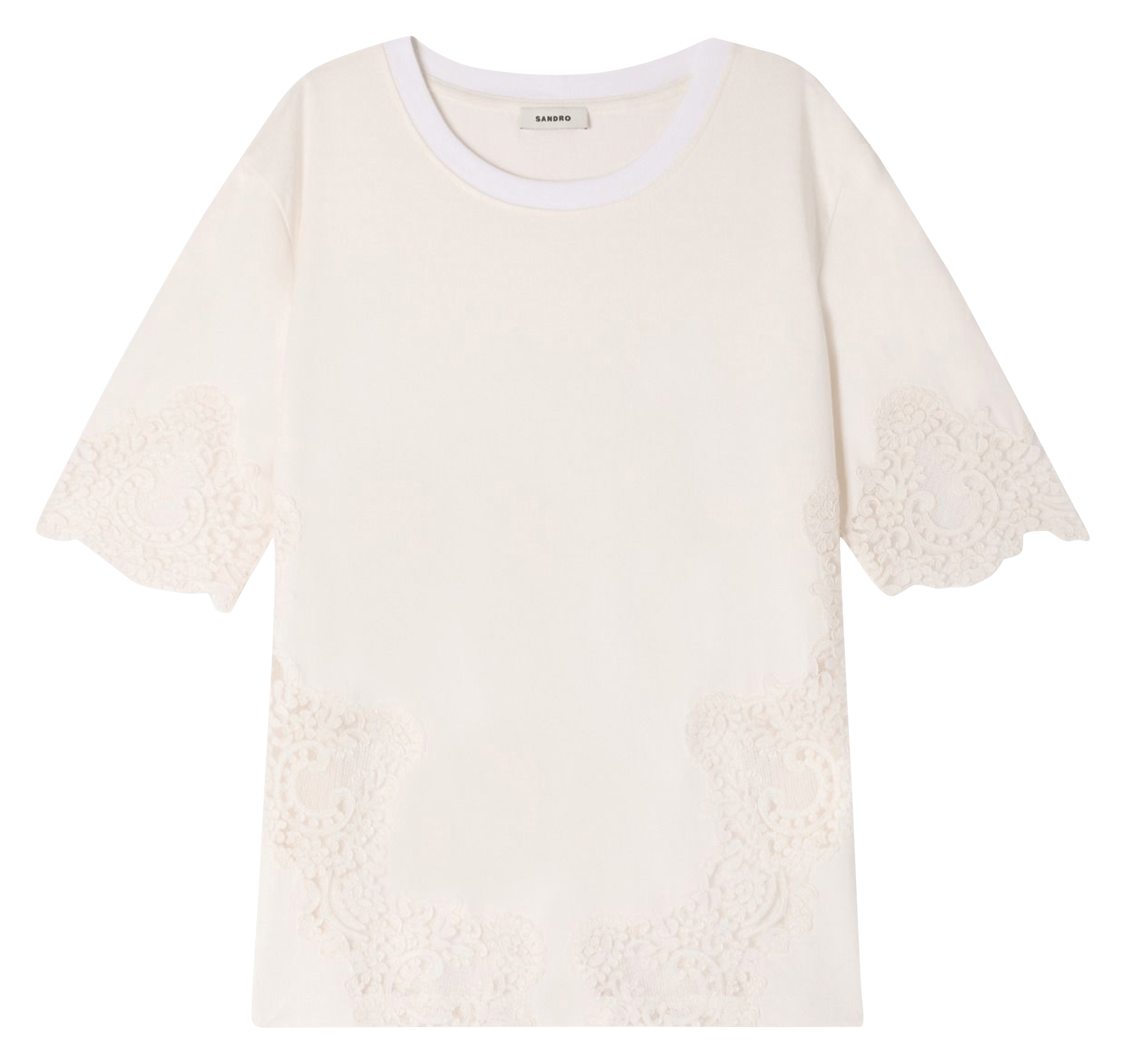 Tee-shirt droit col rond en coton SANDRO Beige