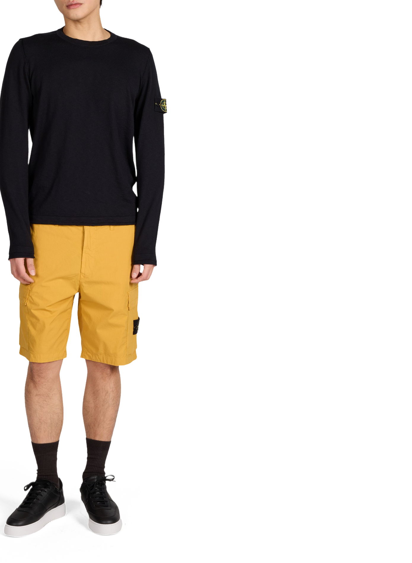 Pullover with round neckline in blended cotton STONE ISLAND Black