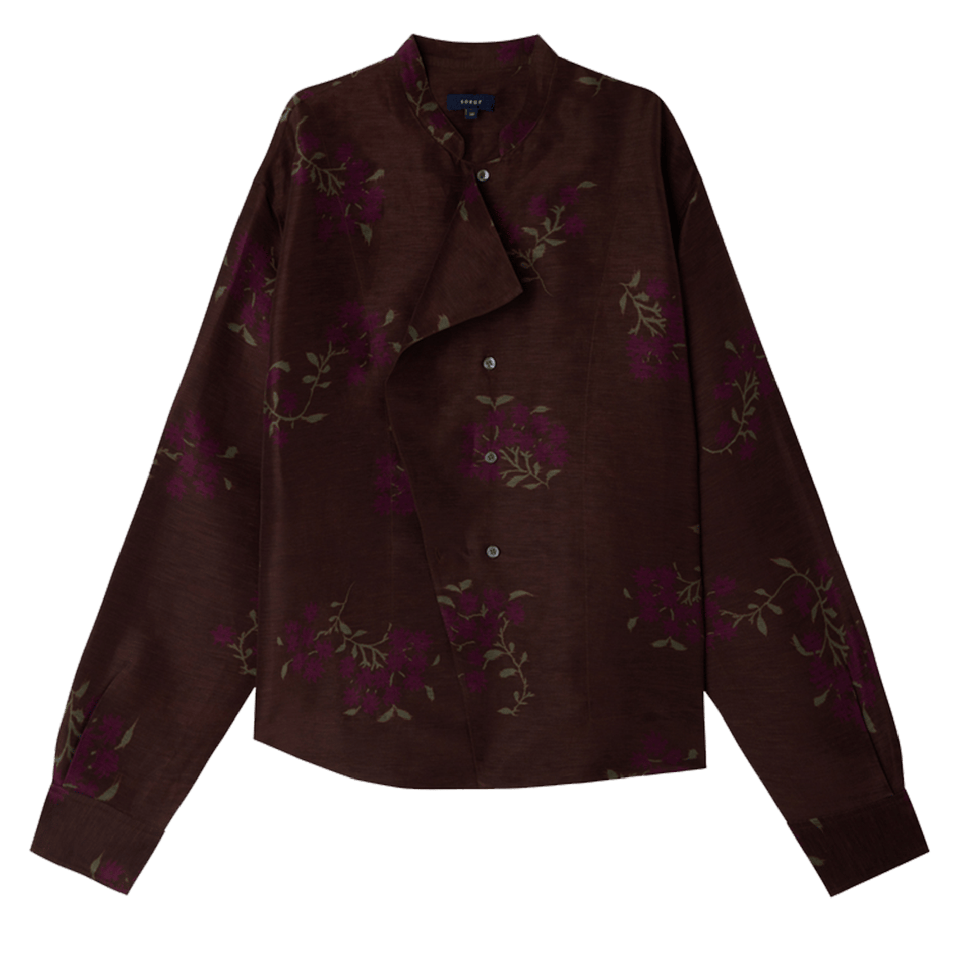 Blouse col mao en lin mélangé hampton SOEUR Marron