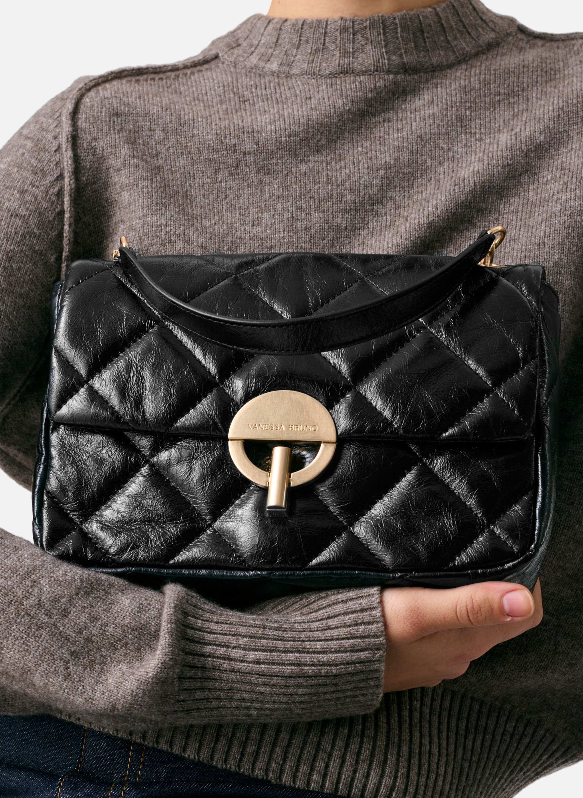 Grand sac moon en cuir VANESSA BRUNO Noir