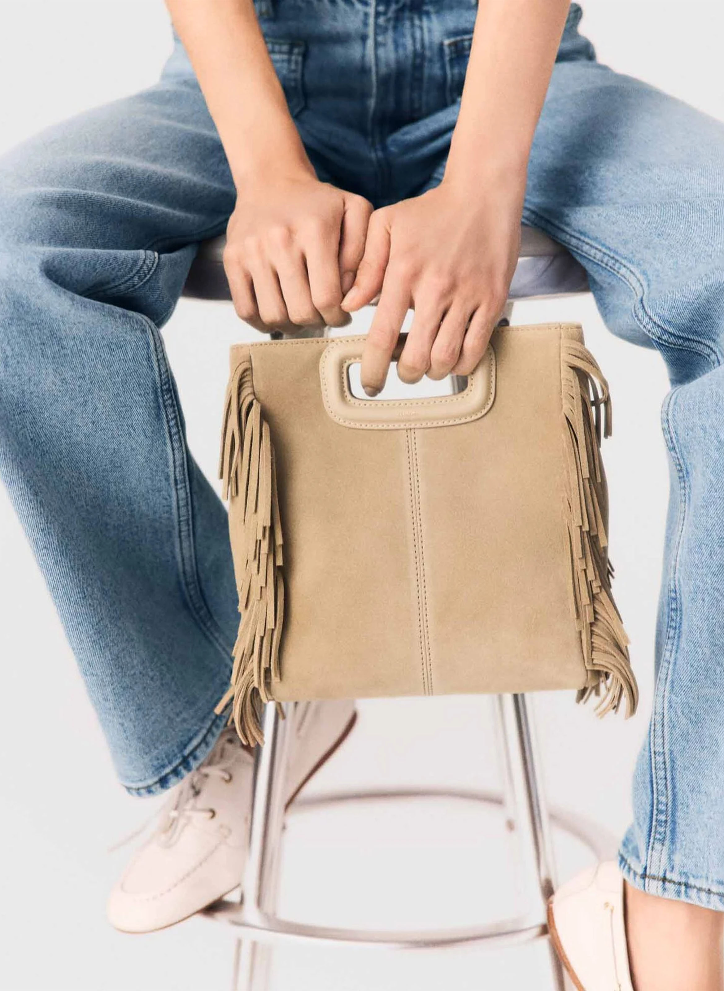 Sac bandoulière en cuir m MAJE Marron