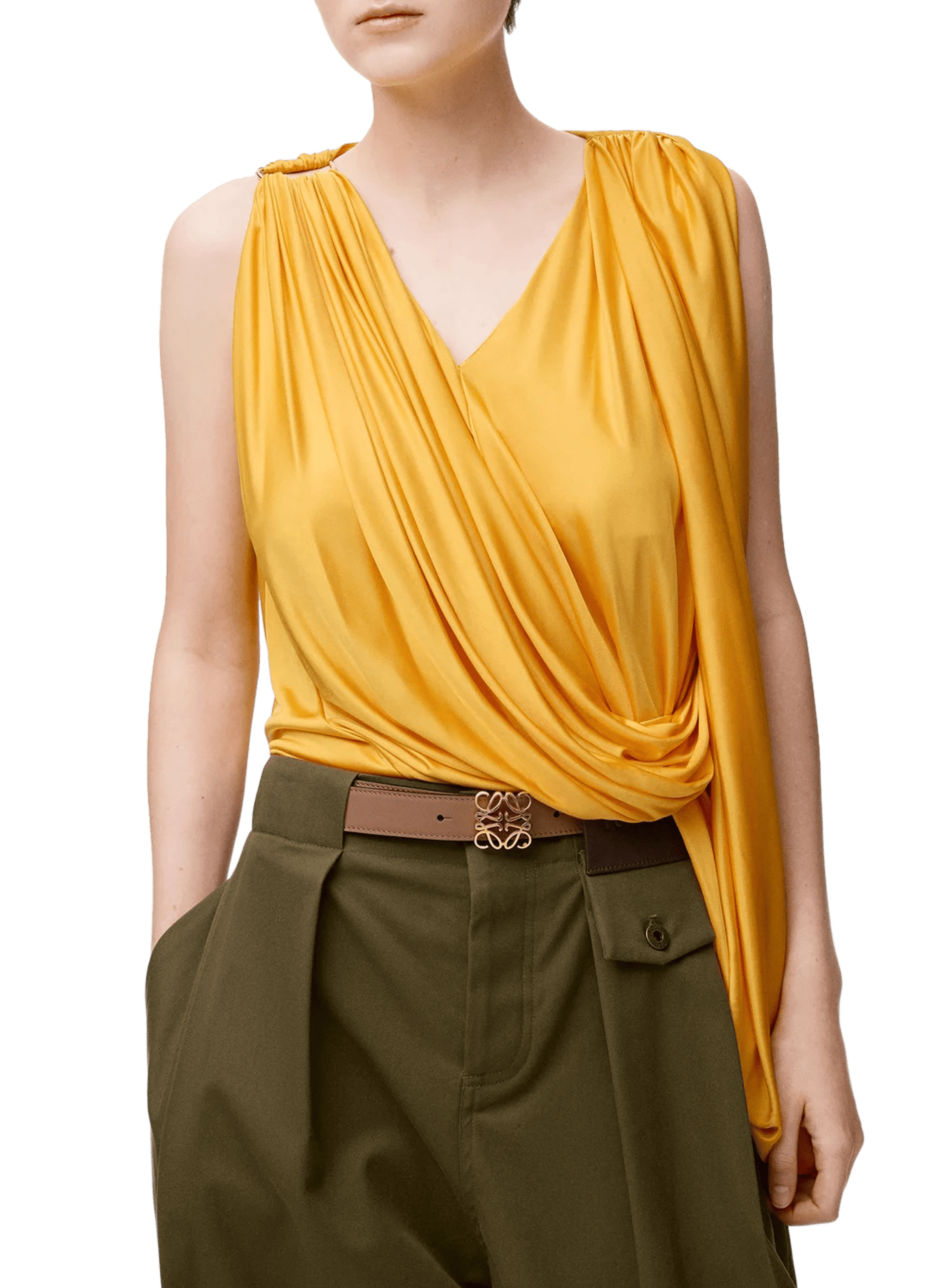 Ceinture réversible Anagram Bombé en cuir de veau lisse LOEWE Marron