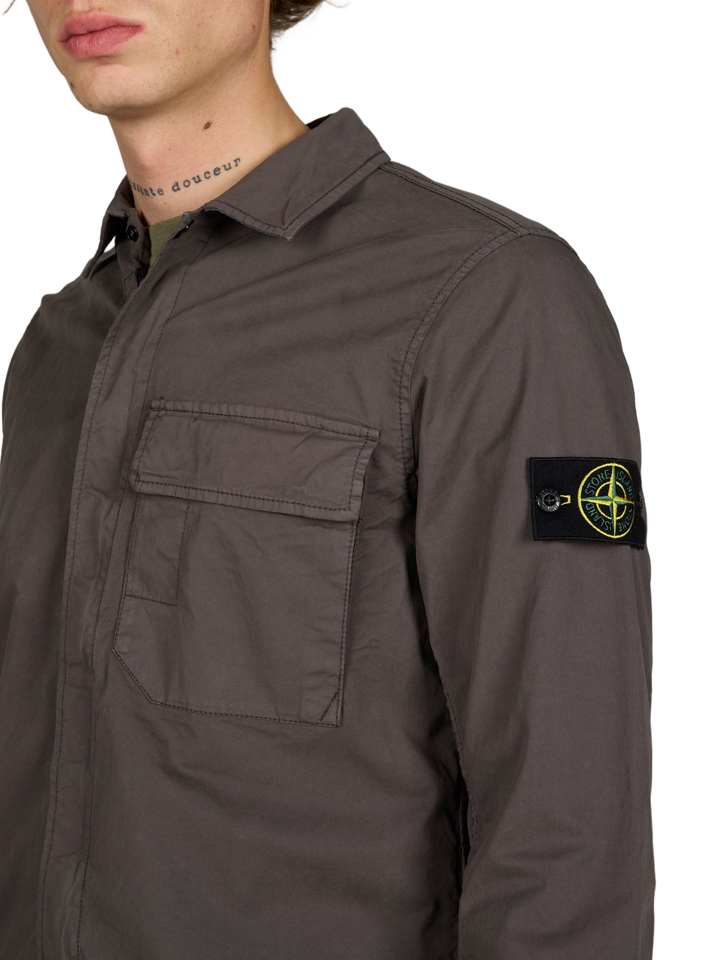 Veste droite col classique en coton mélangé STONE ISLAND Gris