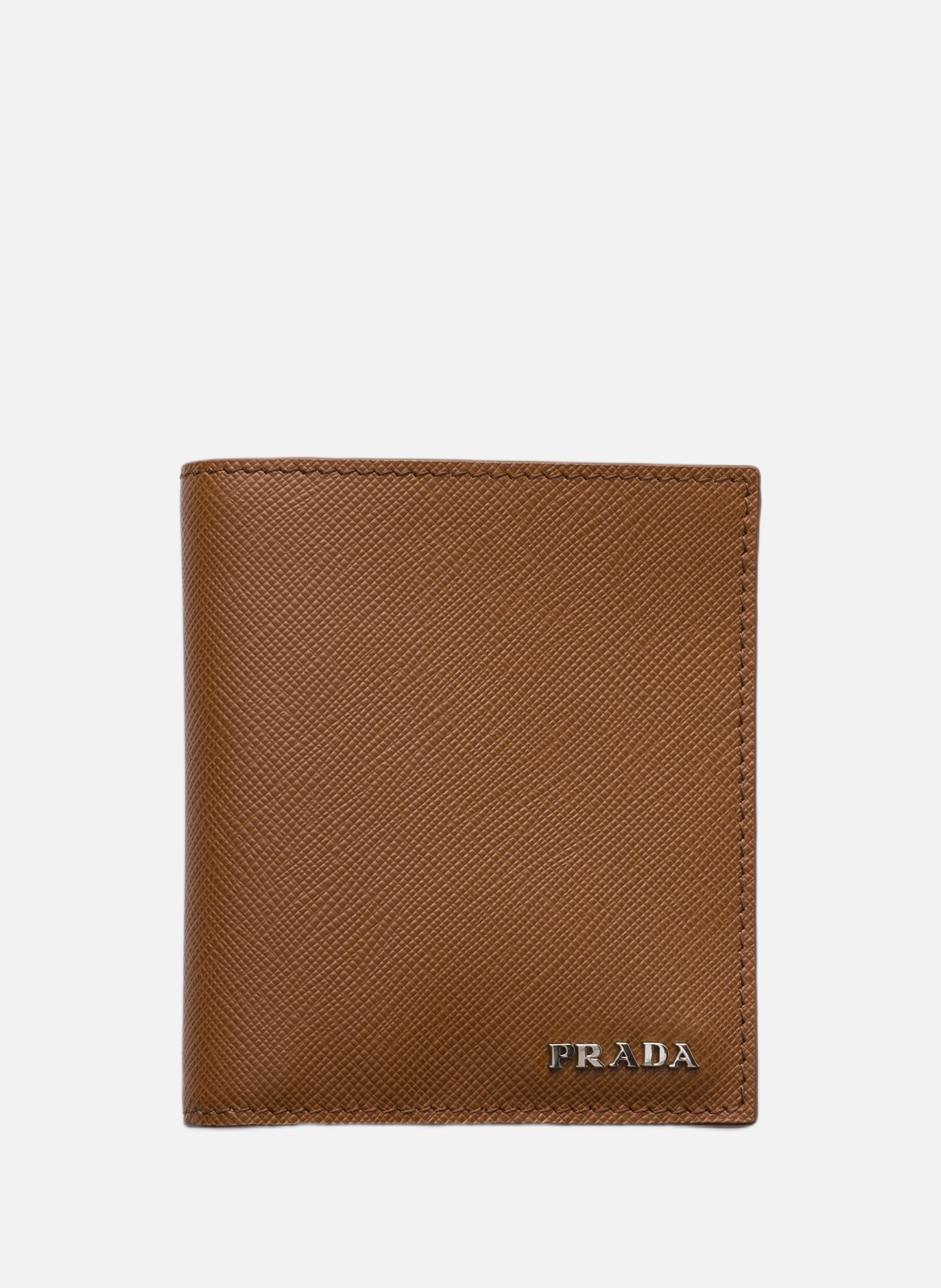 Portefeuille en cuir saffiano PRADA Marron