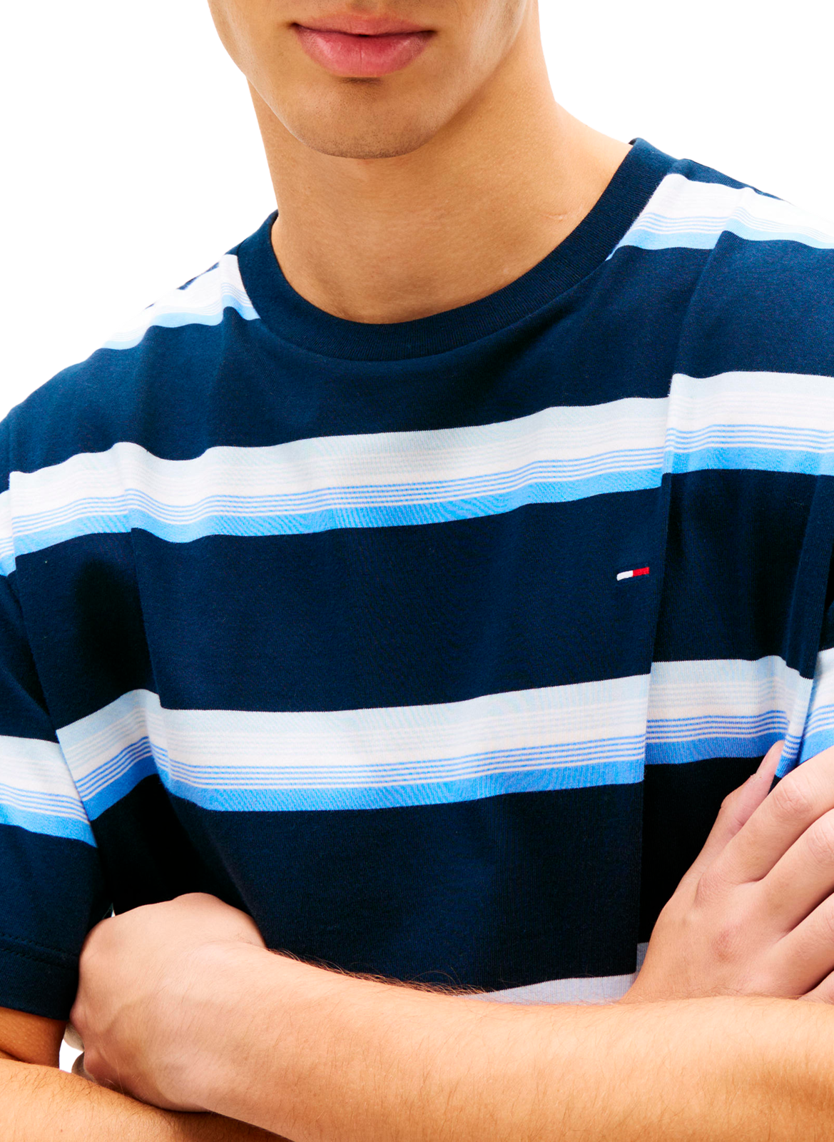 T-shirt droit rayé en coton TOMMY HILFIGER Multicolore