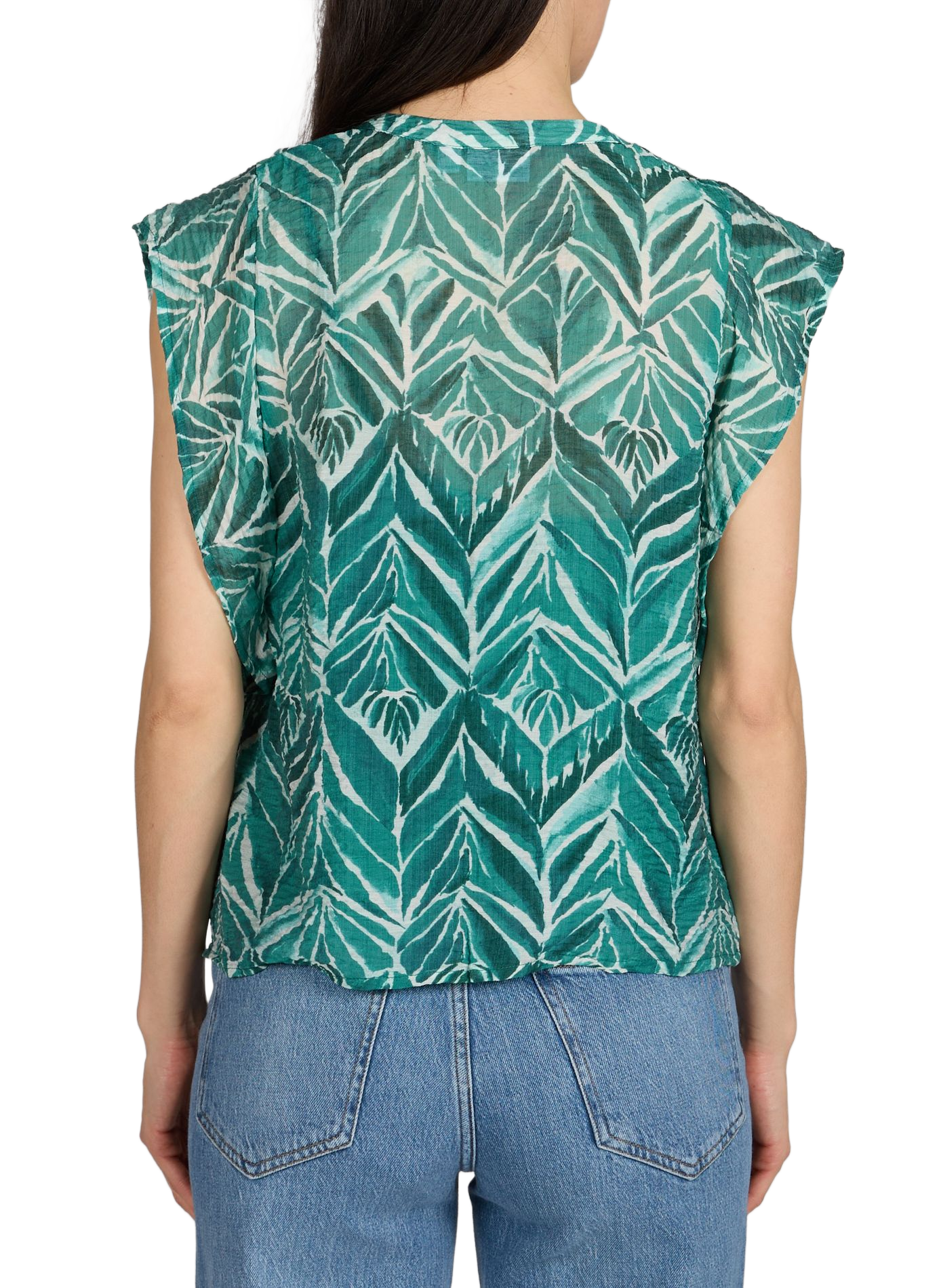 Printed top with officer collar VILA Blue