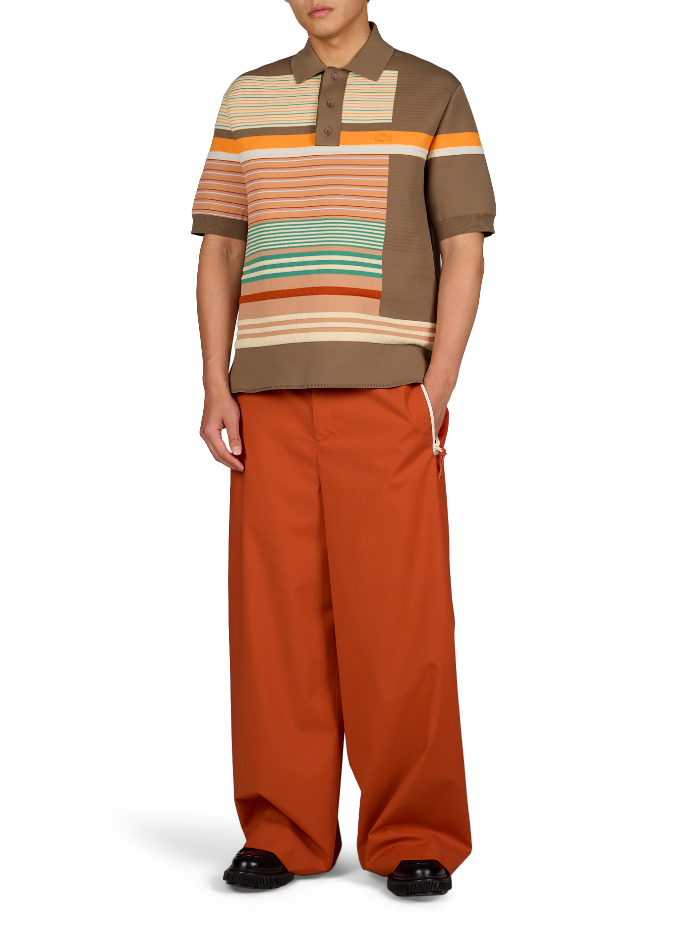 Wide solid color trousers with zip pockets LACOSTE Orange