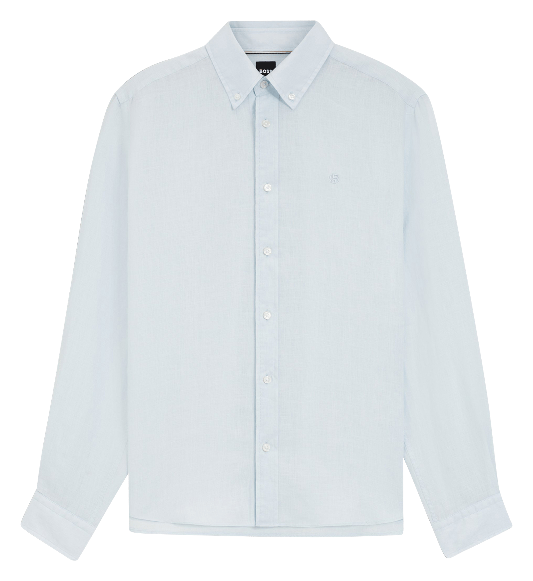 Chemise en lin col classique BOSS Bleu