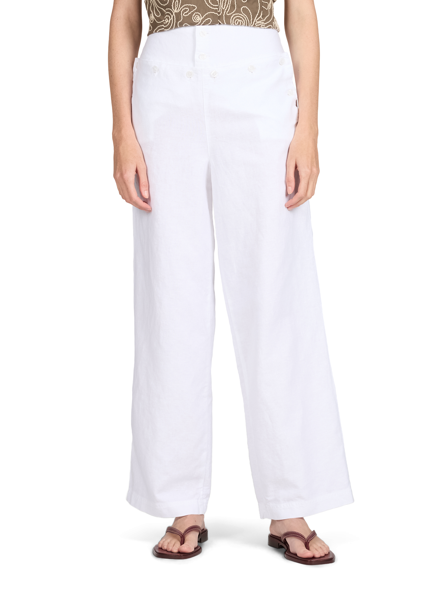 Pantaloni diritti Anna in cotone e lino GIMAGUAS Bianco