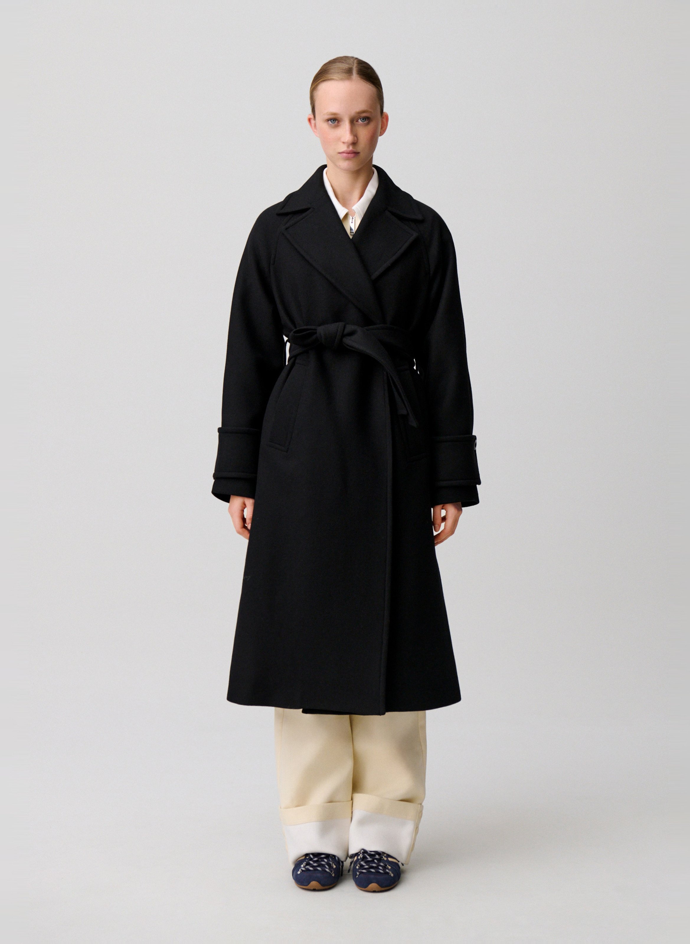 Manteau col tailleur en laine mélangée CLAUDIE PIERLOT Noir